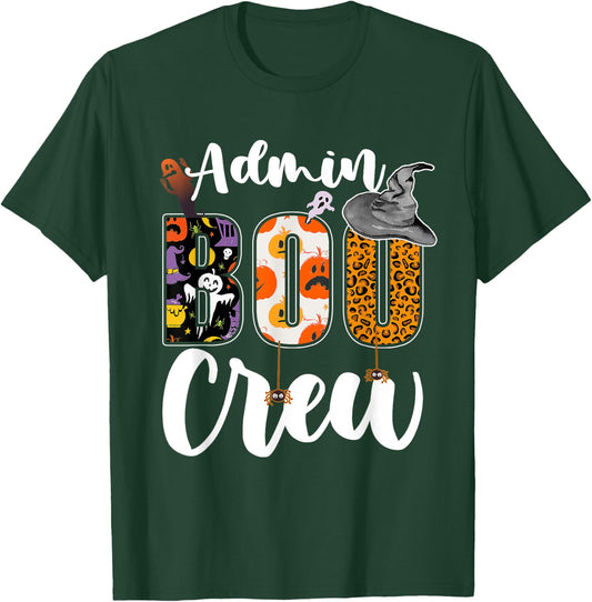 Admin Boo Crew Halloween Matching Administrator Funny T-Shirt - T-Shirt | Forest