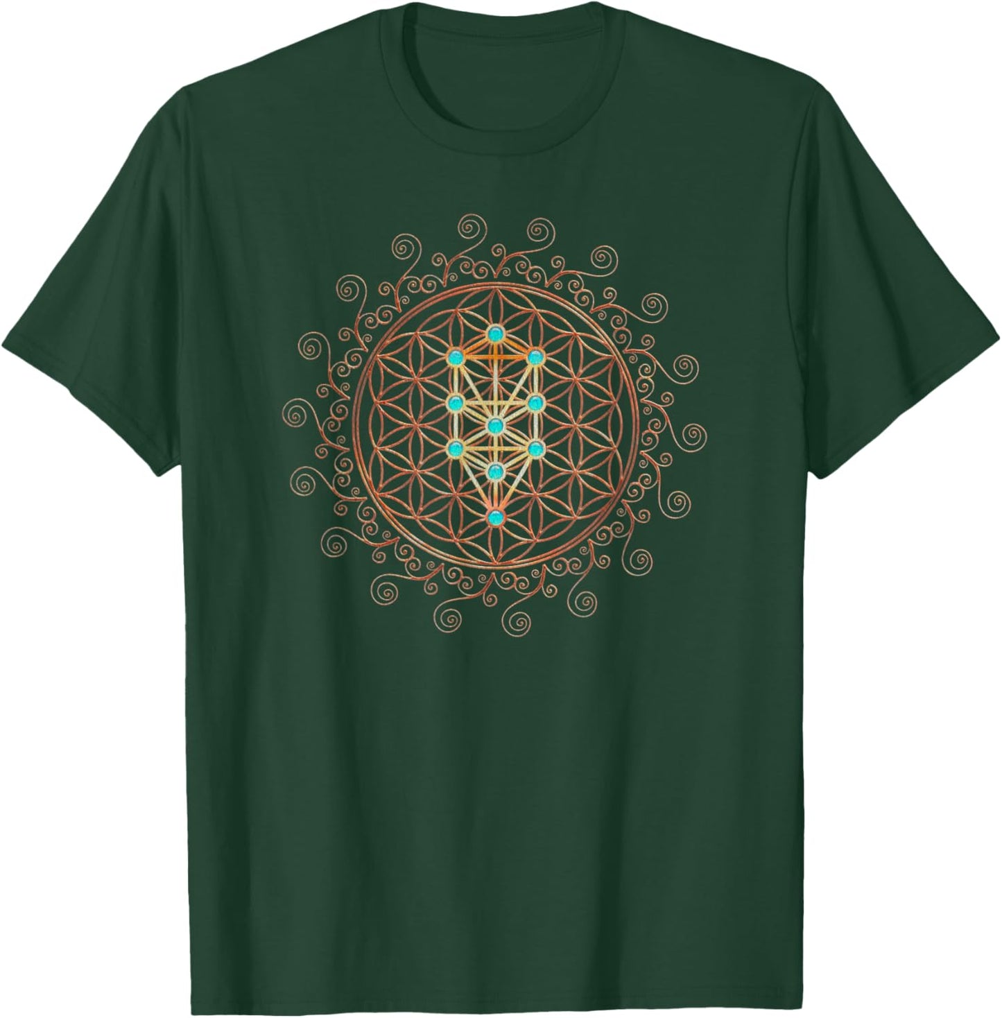 Flower Life, Tree of Life, Sacred Geometry, Kabbalah T-Shirt - T-Shirt | Forest