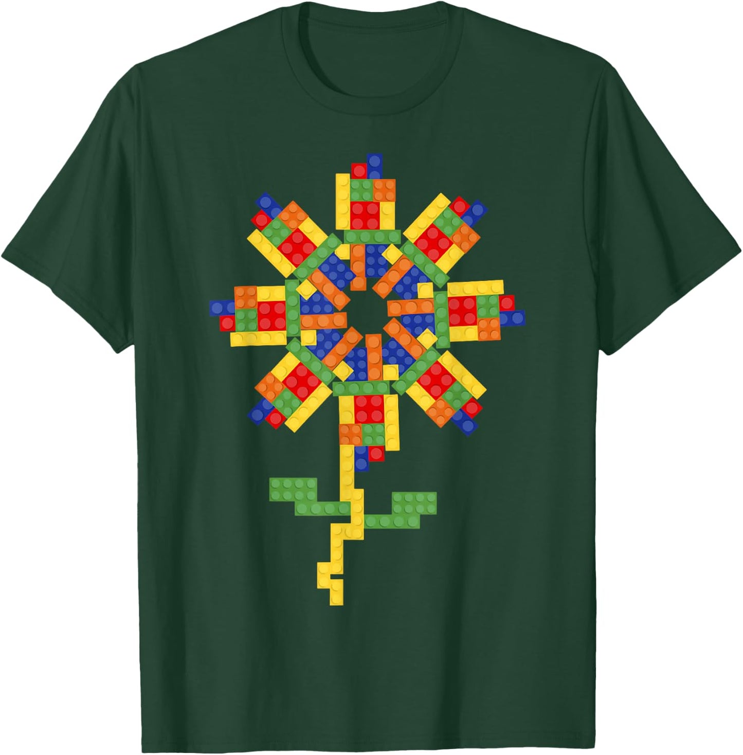 Master Builder Building Blocks Brick Flower T-Shirt - T-Shirt | Forest