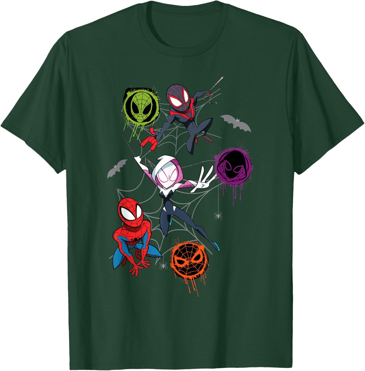 Marvel Spider-Man and Spider-Verse Pals Halloween Adventure Small T-Shirt - T-Shirt | Forest