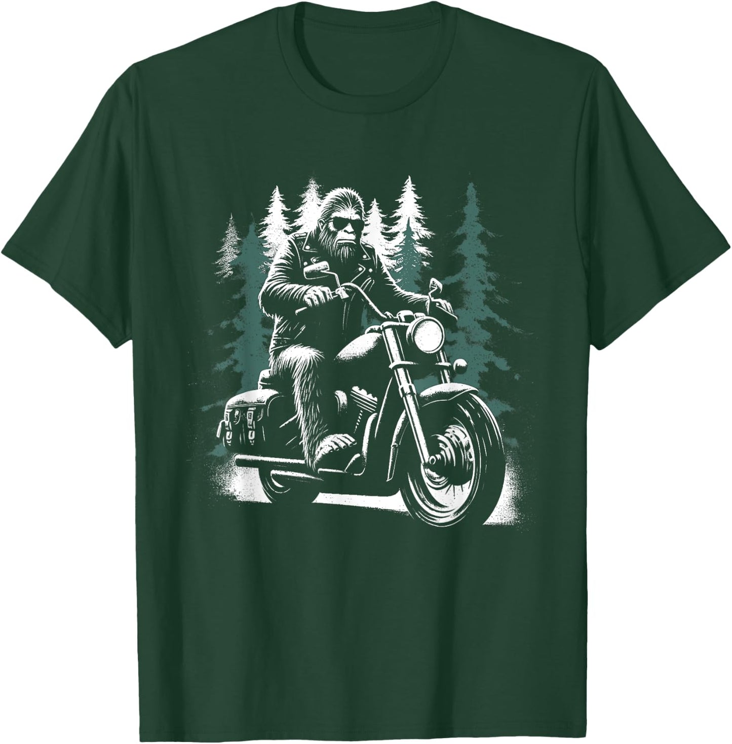 Bigfoot Motorcycle Biker - Funny Bigfoot Sasquatch Lover T-Shirt - T-Shirt | Forest