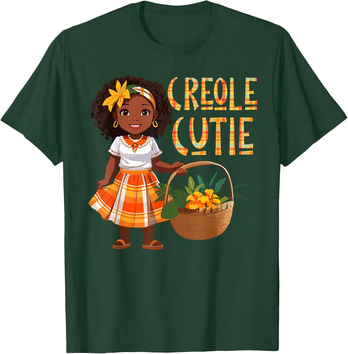 Creole Day Cutie Madras Jounen Kweyol Saint.Lucia Girls T-Shirt - T-Shirt | Forest