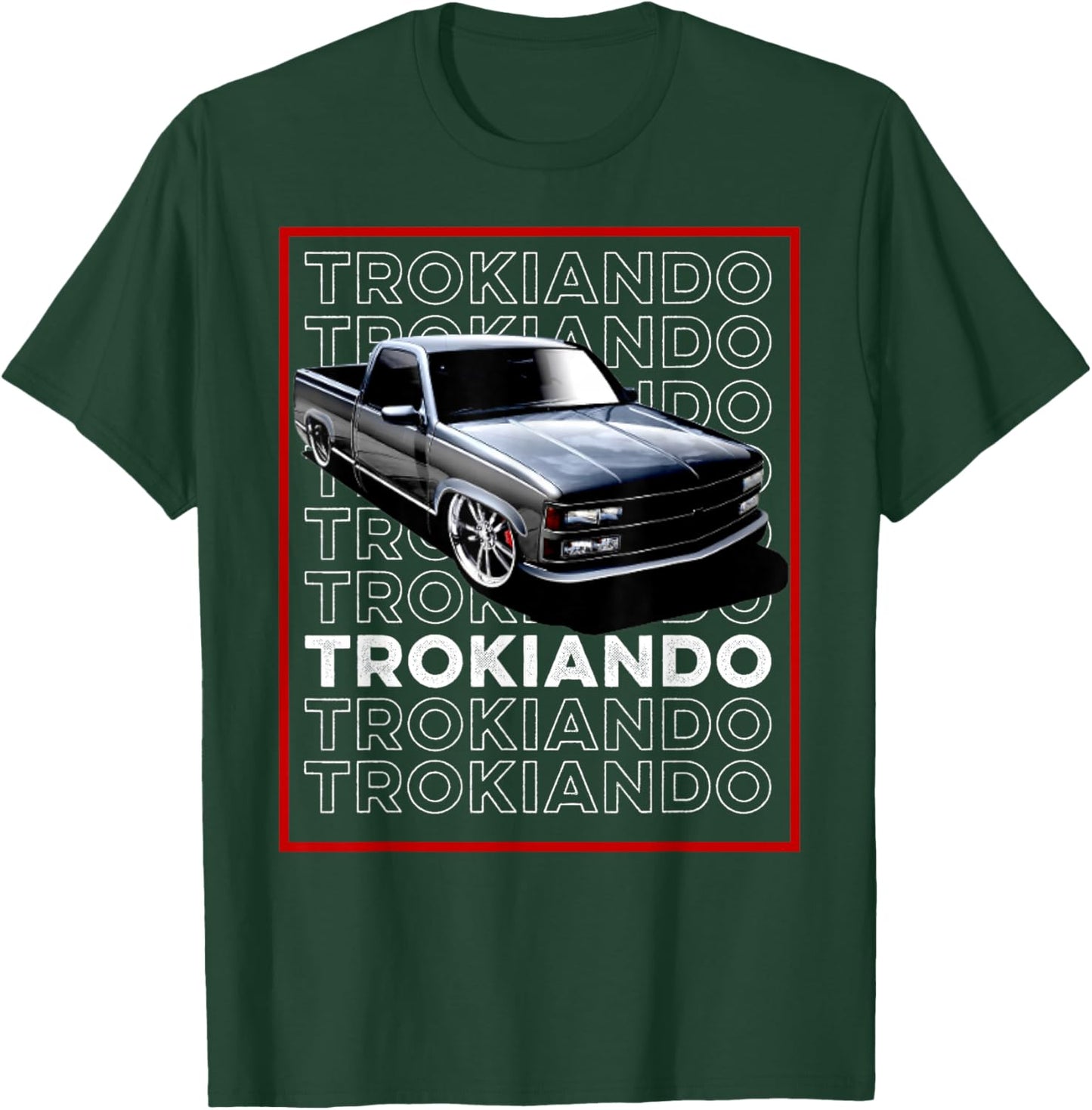 Trokiando 1990s OBS slammed low truck on big wheels art T-Shirt - T-Shirt | Forest