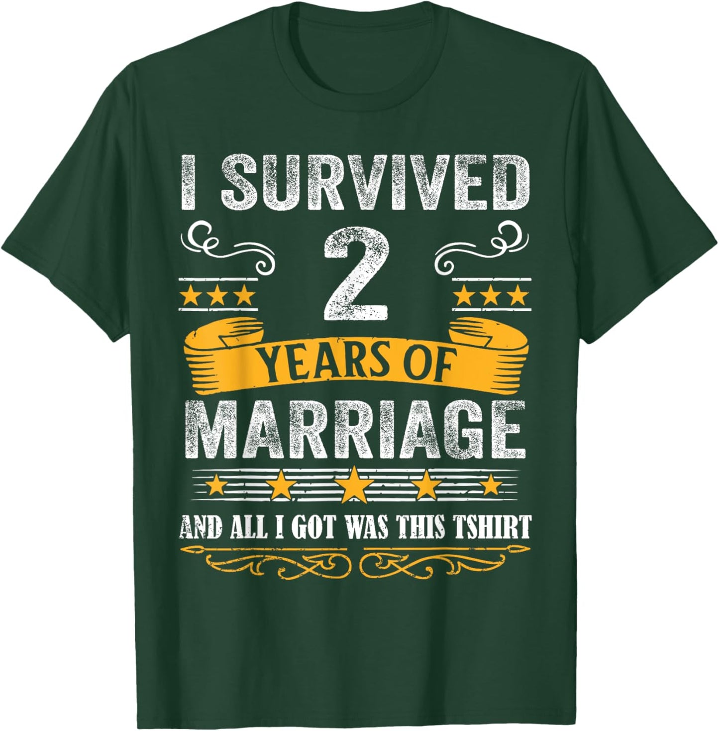 2nd Wedding Anniversary shirt Couples Husband Wife 2 Years T-Shirt - T-Shirt | Forest