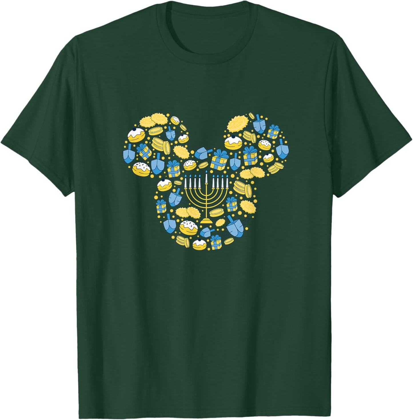 Disney Mickey Mouse Icon Hanukkah Hanukah Dreidel Menorah T-Shirt - T-Shirt | Forest