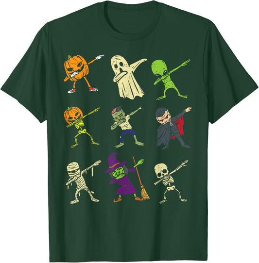 Dab Pumpkin Skeleton Ghost Alien Zombie Halloween Boys Kids T-Shirt - T-Shirt | Forest