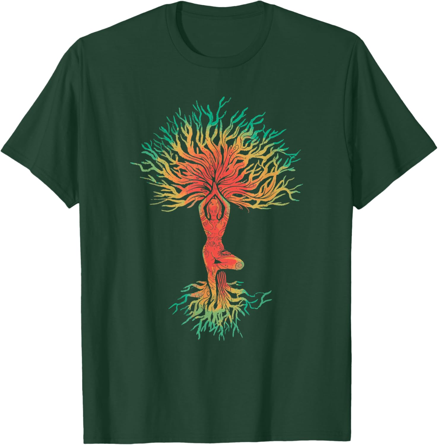 Woman in yoga pose tree T-Shirt - T-Shirt | Forest