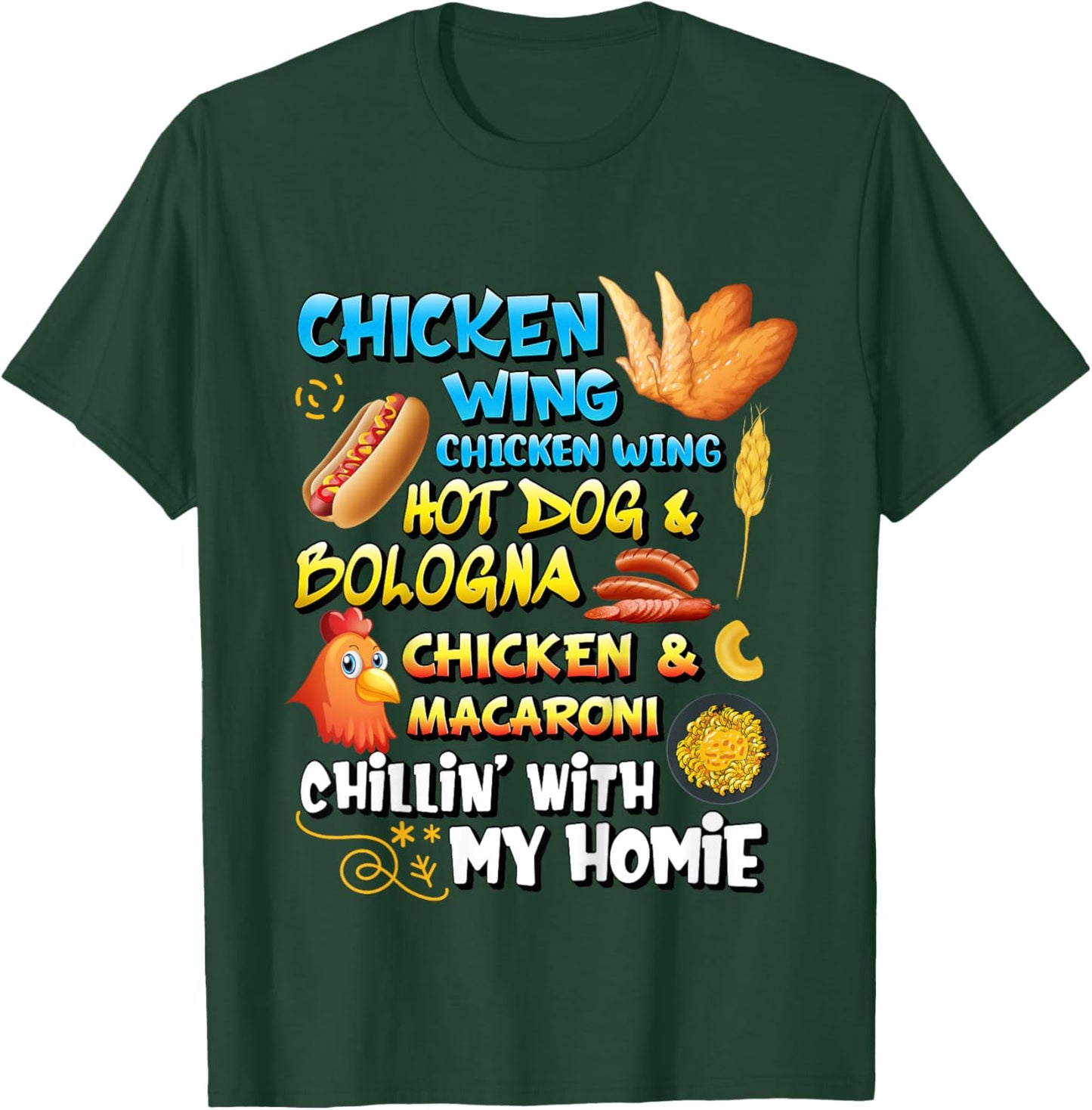 Viral Chicken Wing Chicken Wing Hot Dog Bologna Song lyric for Kids T-Shirt - T-Shirt | Forest
