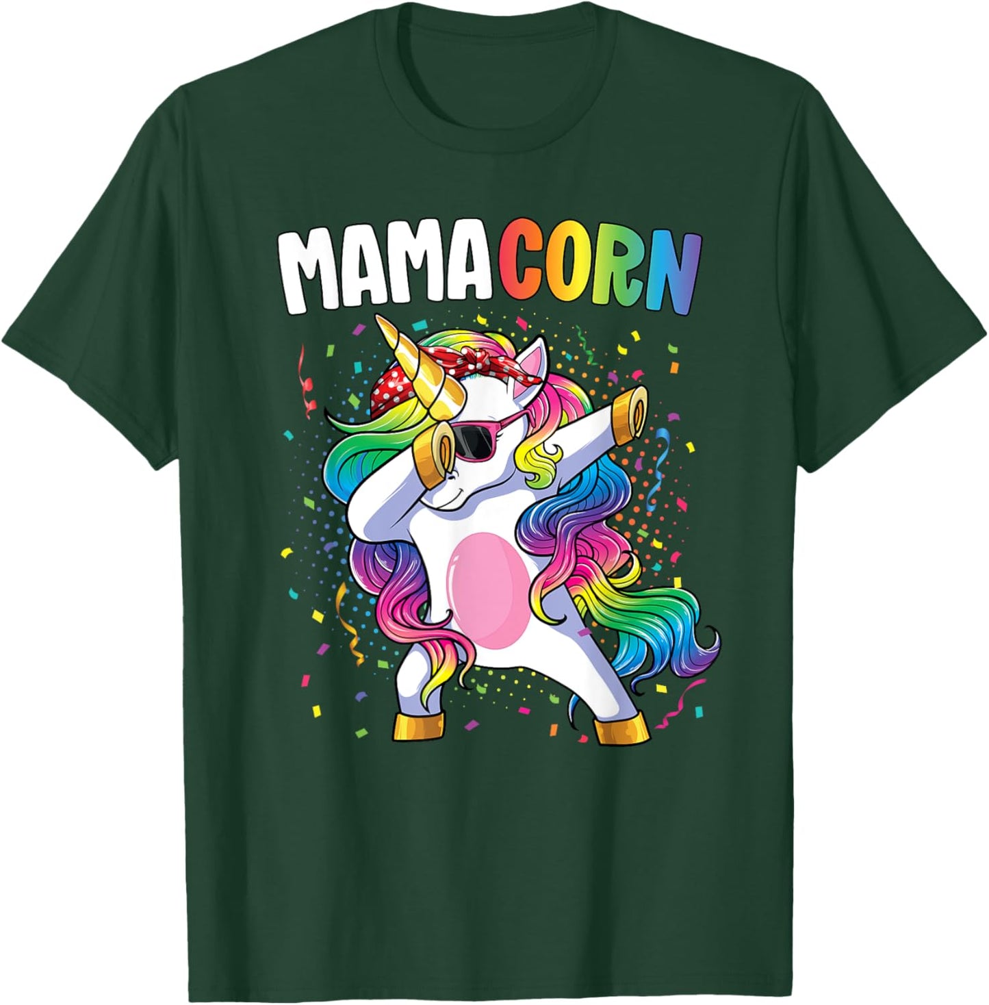Mamacorn Women Unicorn Birthday Party Dabbing Unicorn Mom T-Shirt - T-Shirt | Forest