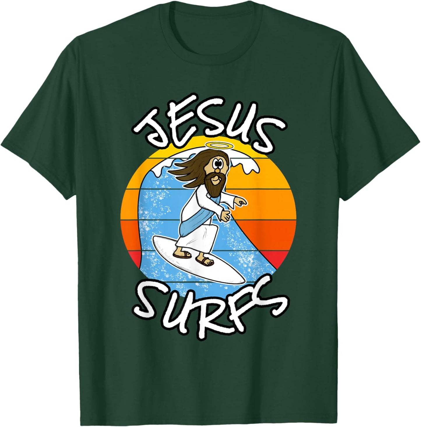 Jesus Surfs, Christian Surfer, Funny Church T-Shirt - T-Shirt | Forest