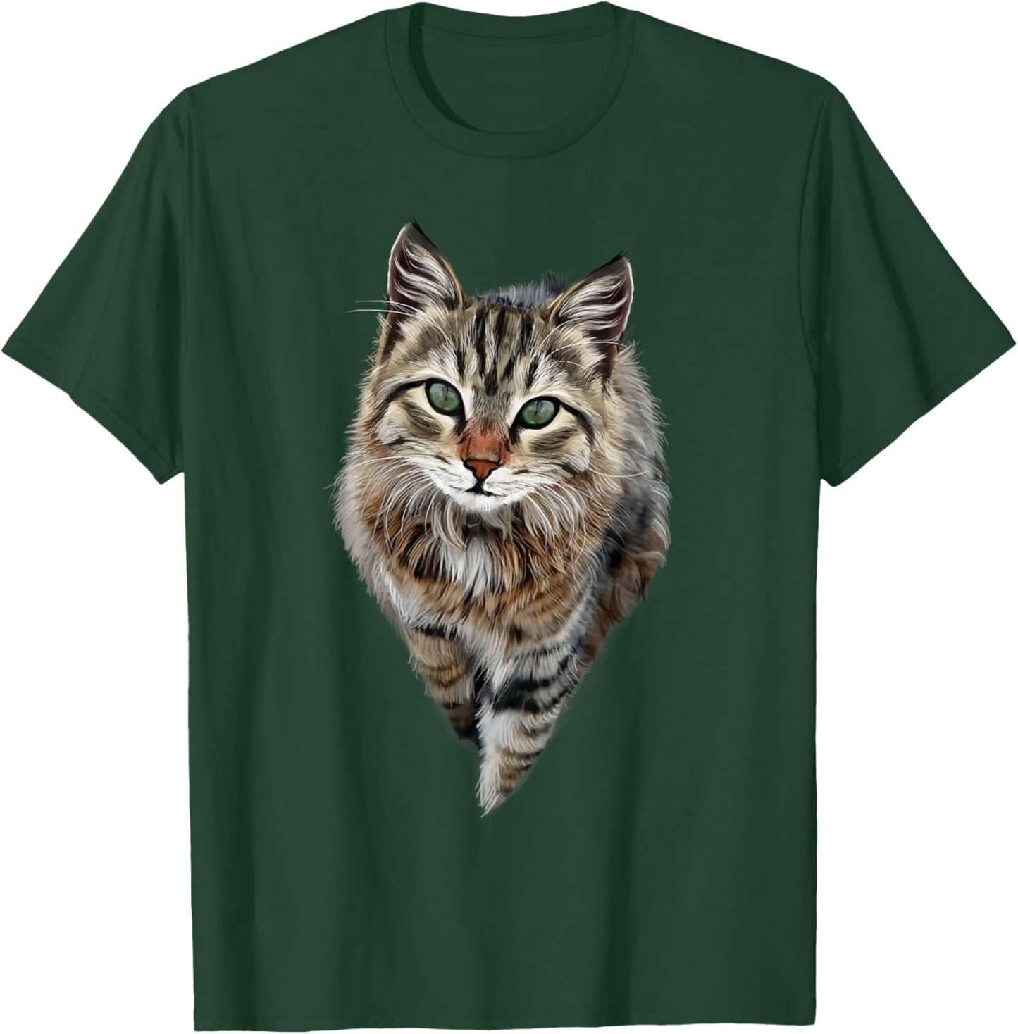 Brown Cat Green Eyes Cats Shirt Gifts T-Shirt - T-Shirt | Forest
