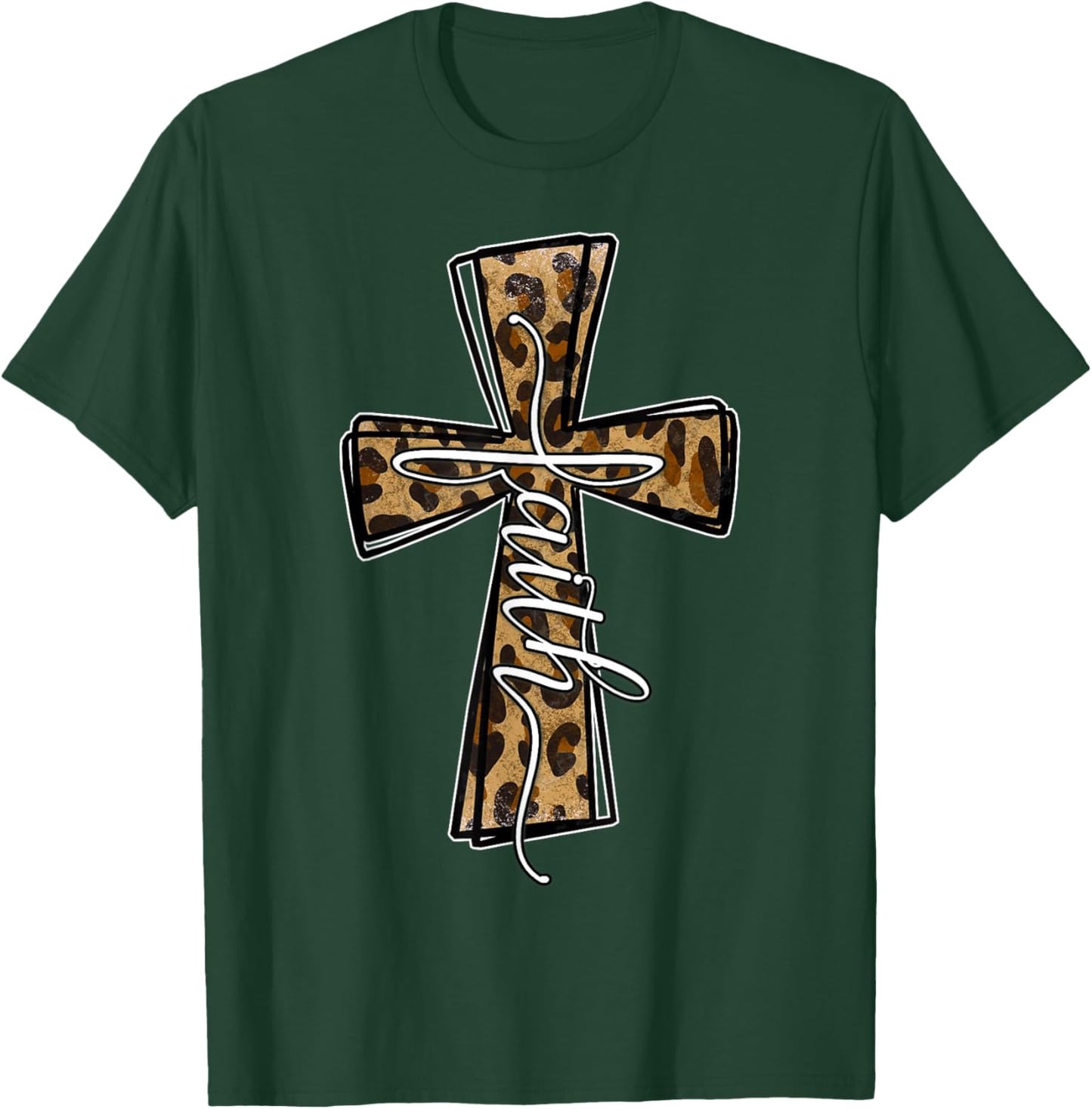 Love In Faith For Christian Leopard Cross Cheetah Print T-Shirt - T-Shirt | Forest