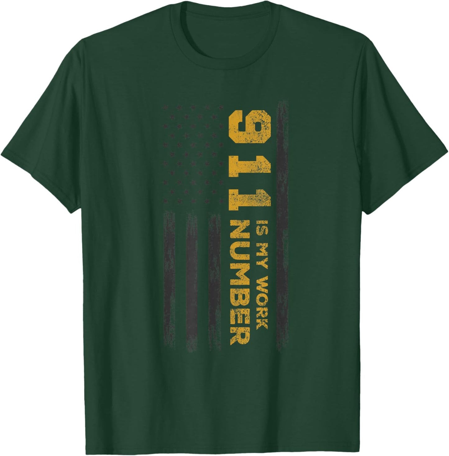 EMS I Police or Thin Yellow Line for 911 is my Work Number T-Shirt - T-Shirt | Forest