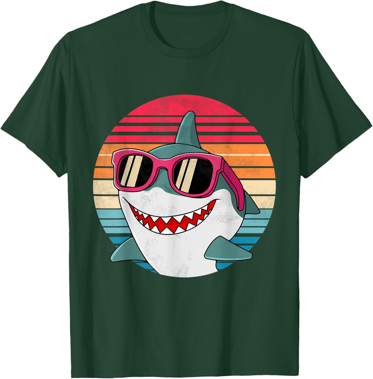Retro Shark Art Women Men Sunglasses 70s 80s 90s Funny Shark T-Shirt - T-Shirt | Forest