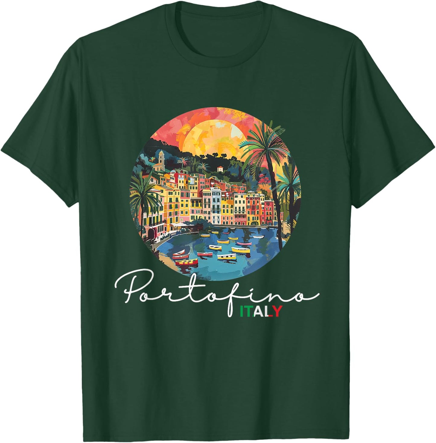 Italy Portofino Painting Souvenir / Portofino T-Shirt - T-Shirt | Forest
