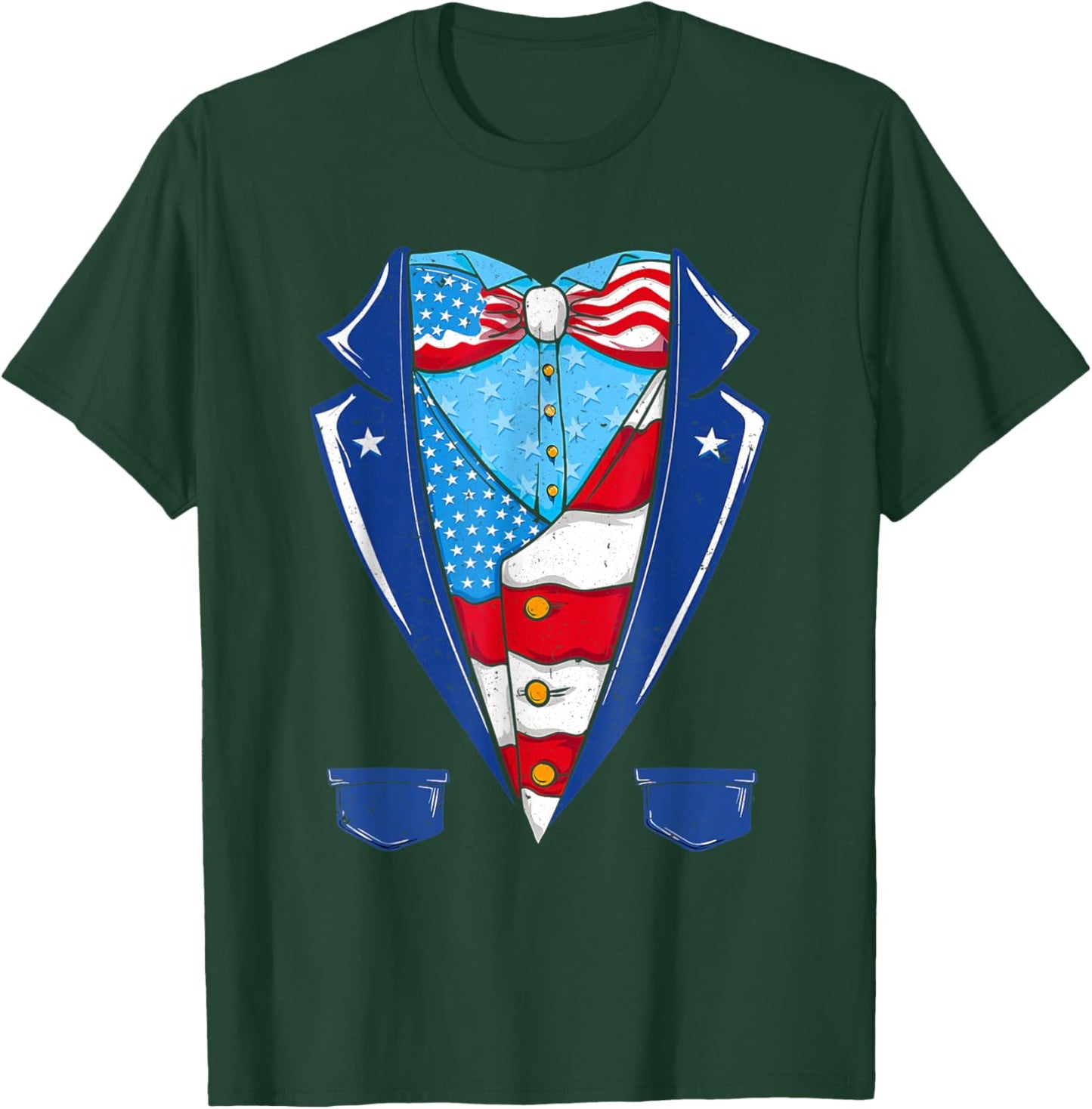 Uncle Sam American Flag Vest Patriotic Halloween Costume Women Kids Men T-Shirt - T-Shirt | Forest