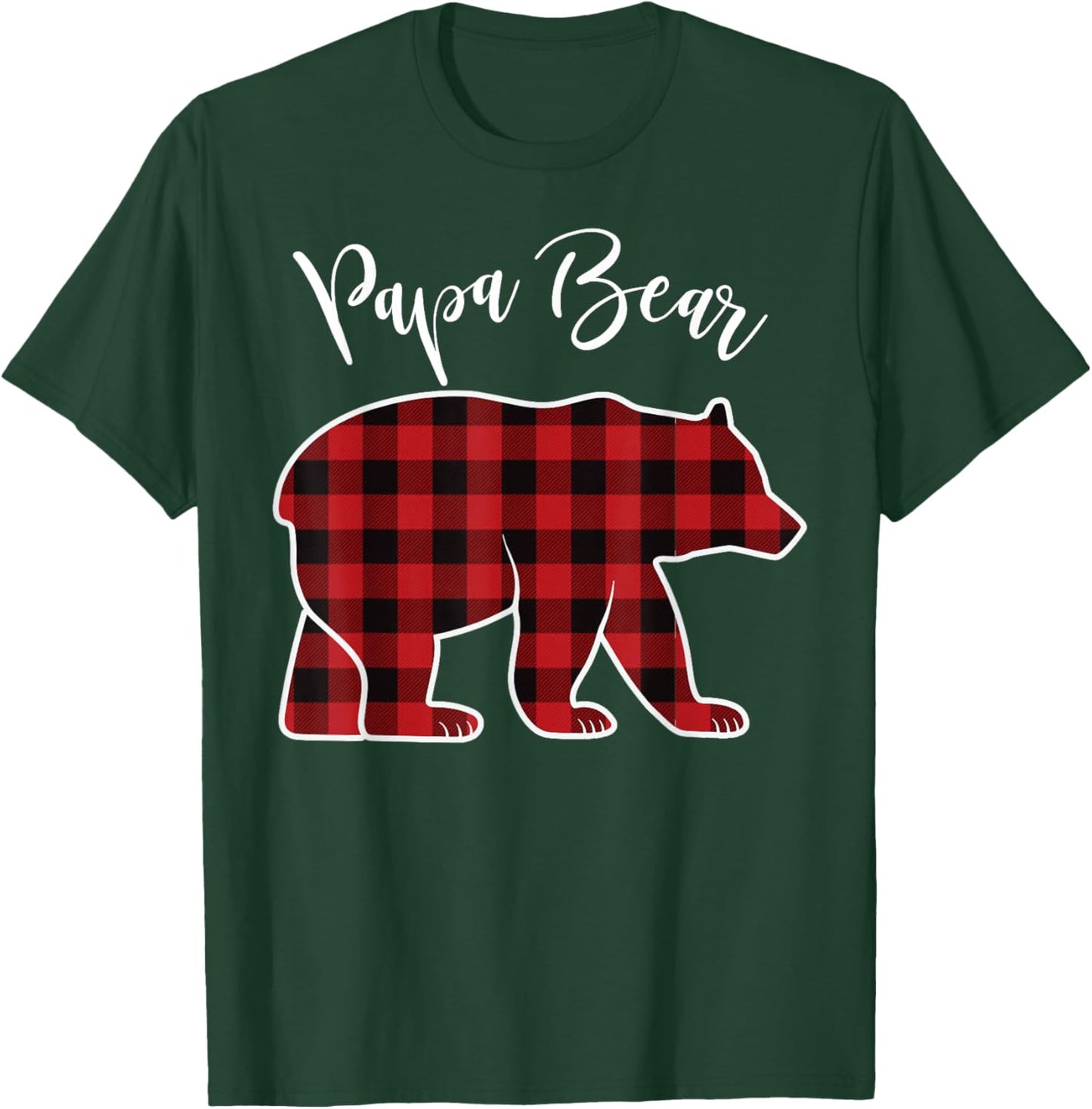 Papa Bear Pajama Red Buffalo Xmas Funny Family Christmas T-Shirt - T-Shirt | Forest