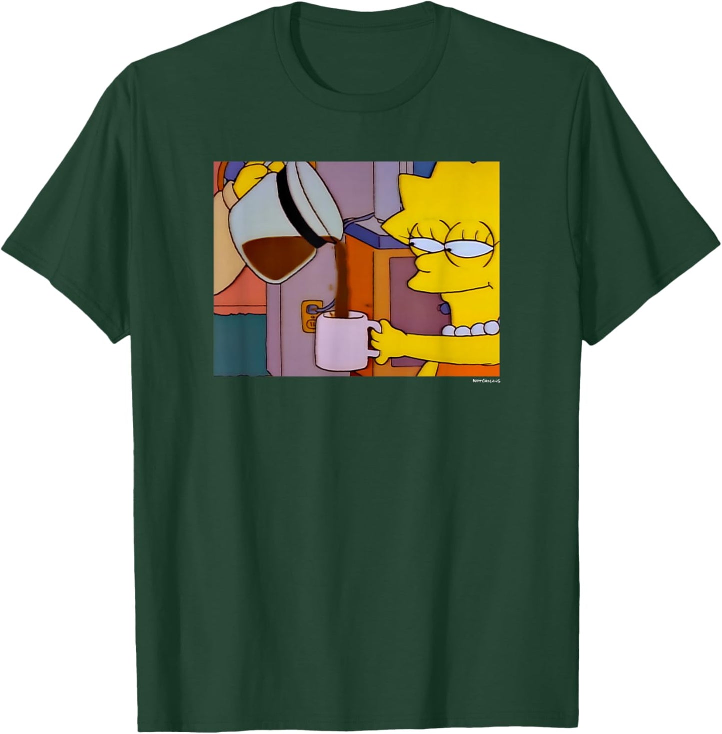 The Simpsons Lisa Coffee Smile V1 T-Shirt - T-Shirt | Forest