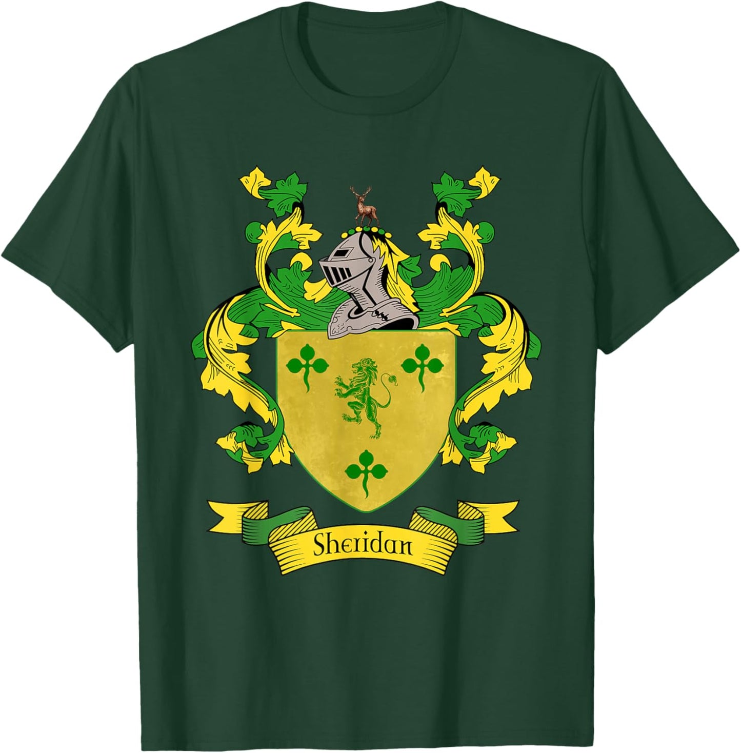 Sheridan Coat of Arms | Sheridan Surname Family Crest T-Shirt - T-Shirt | Forest