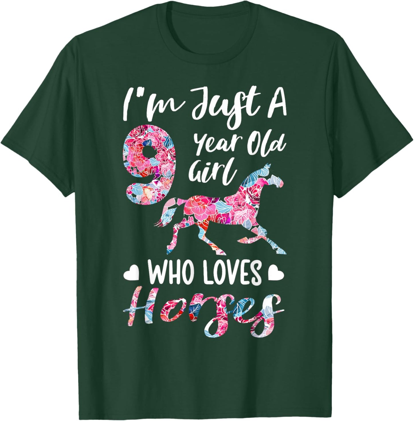 9th birthday for horse lover, Just A 9 years old girl T-Shirt - T-Shirt | Forest