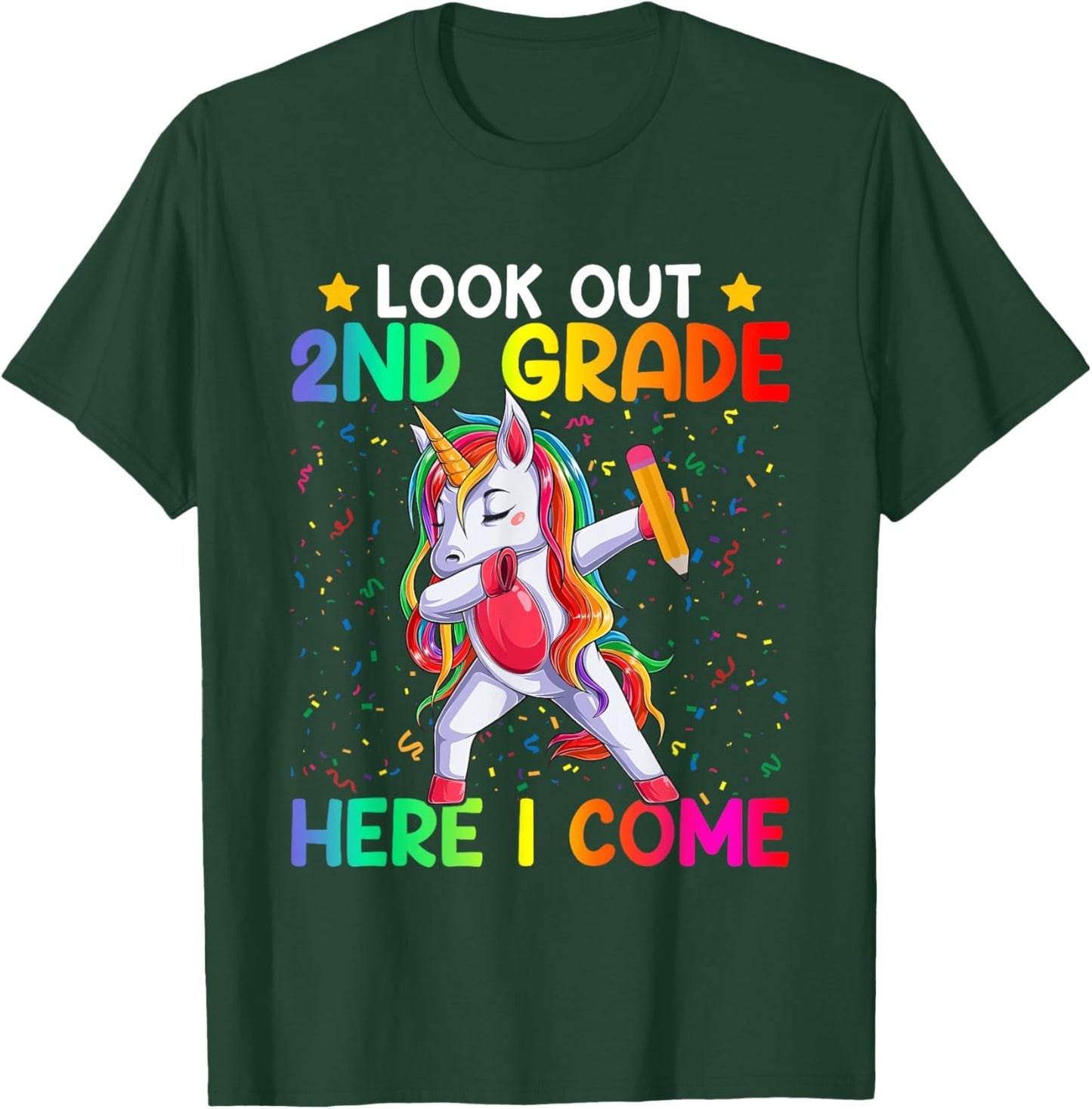 Look Out Second Grade Here I Come Unicorn Dabbing 2nd Grader T-Shirt - T-Shirt | Forest