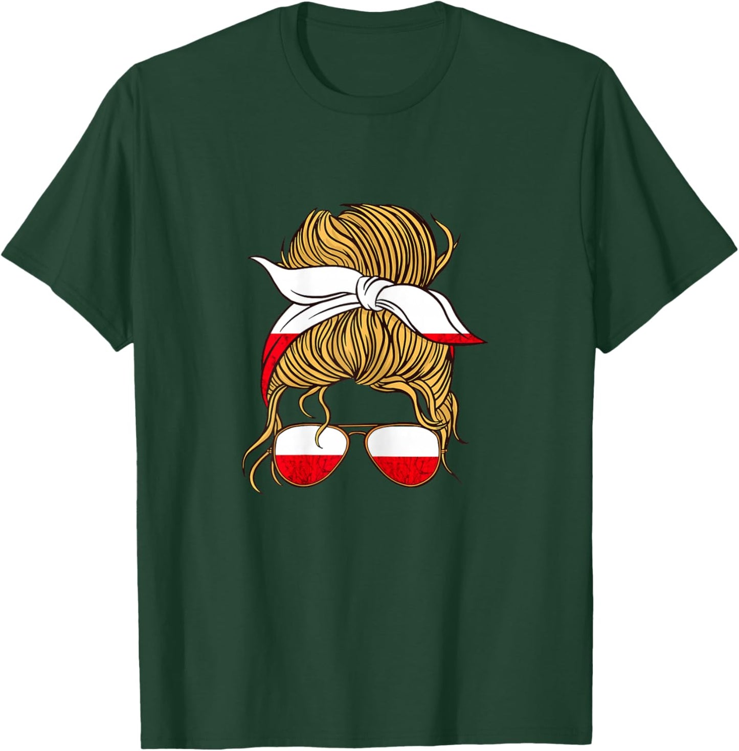Polska Woman Roots Sunglass Polish Flag Polish Pride Poland T-Shirt - T-Shirt | Forest