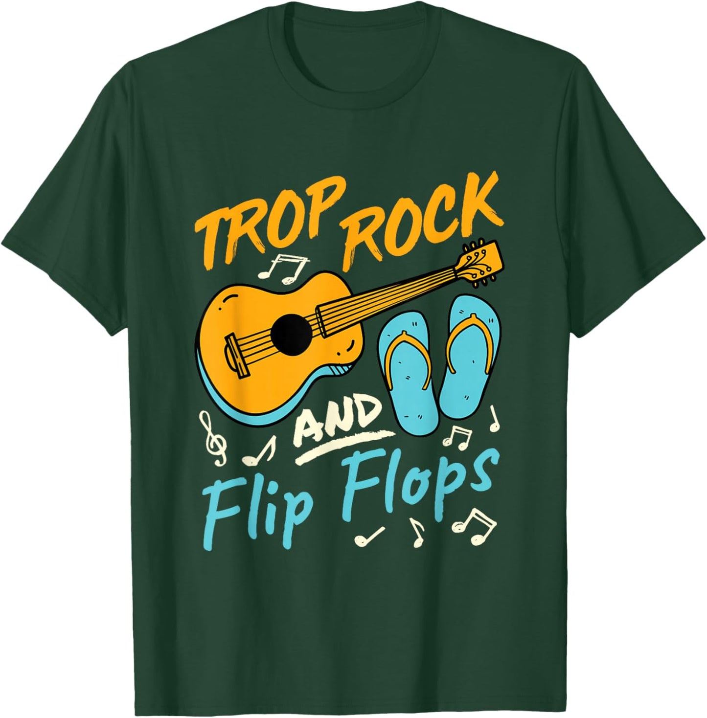 Trop Rock and Flip Flops Tropical Music Lover Island Graphic T-Shirt - T-Shirt | Forest