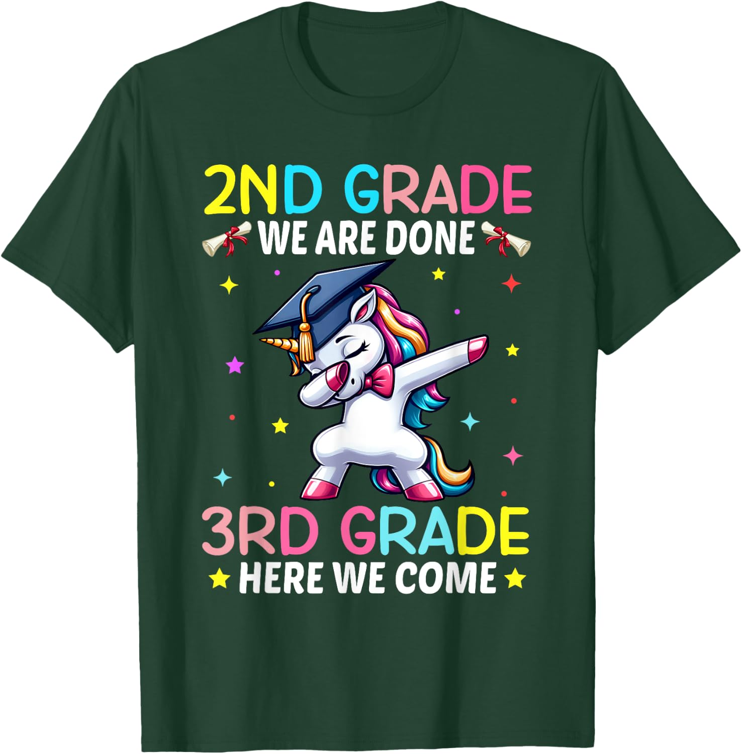 Girls 2nd Grade Graduation Unicorn Outfit Hello 3rd Grade T-Shirt - T-Shirt | Forest