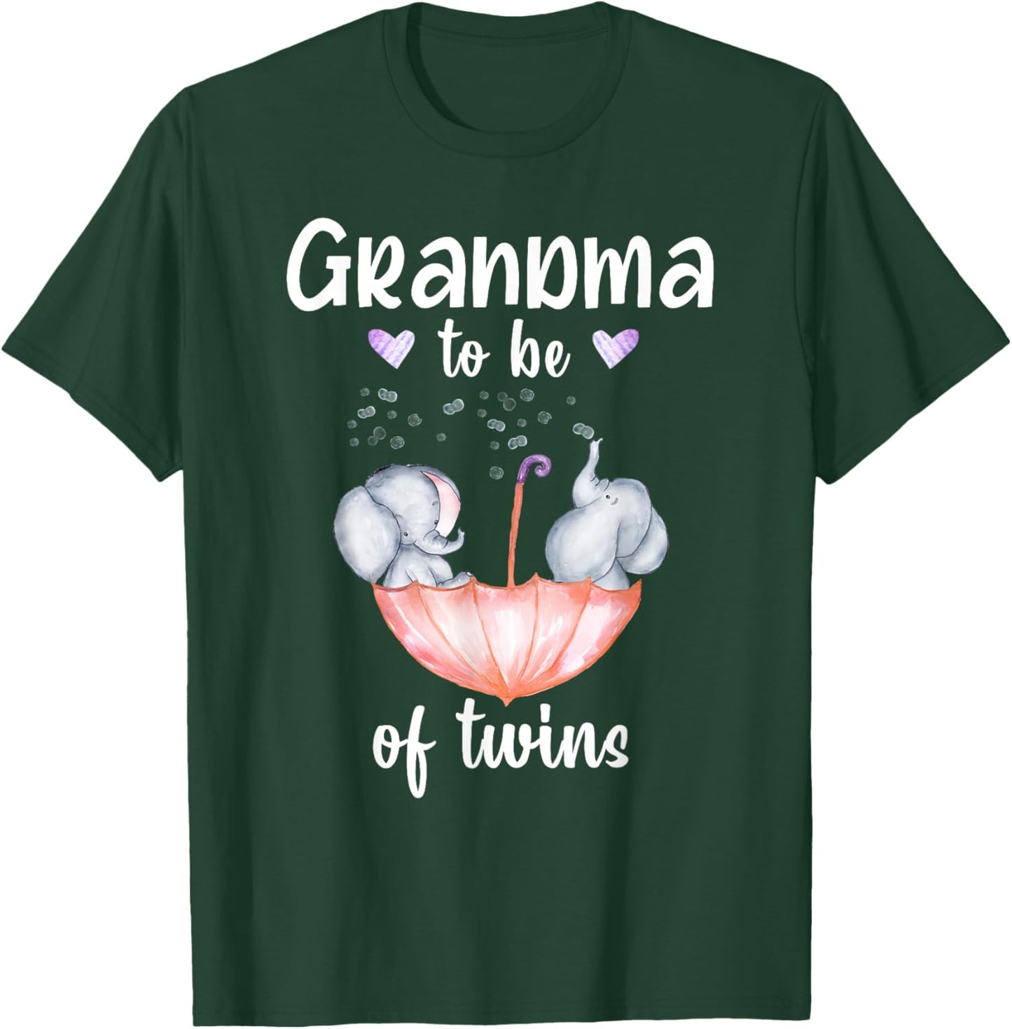 Grandma To Be Of Twins Baby Shower Elephant T-Shirt - T-Shirt | Forest