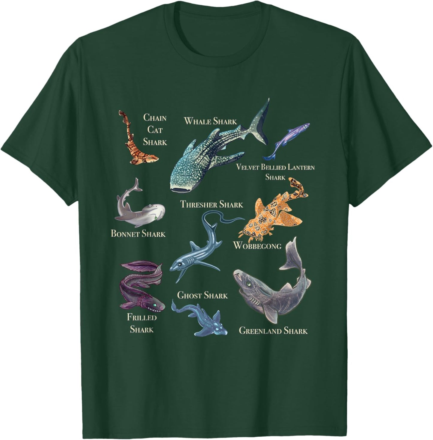 Shark Frenzy Fun Shark Collection T-Shirt - T-Shirt | Forest