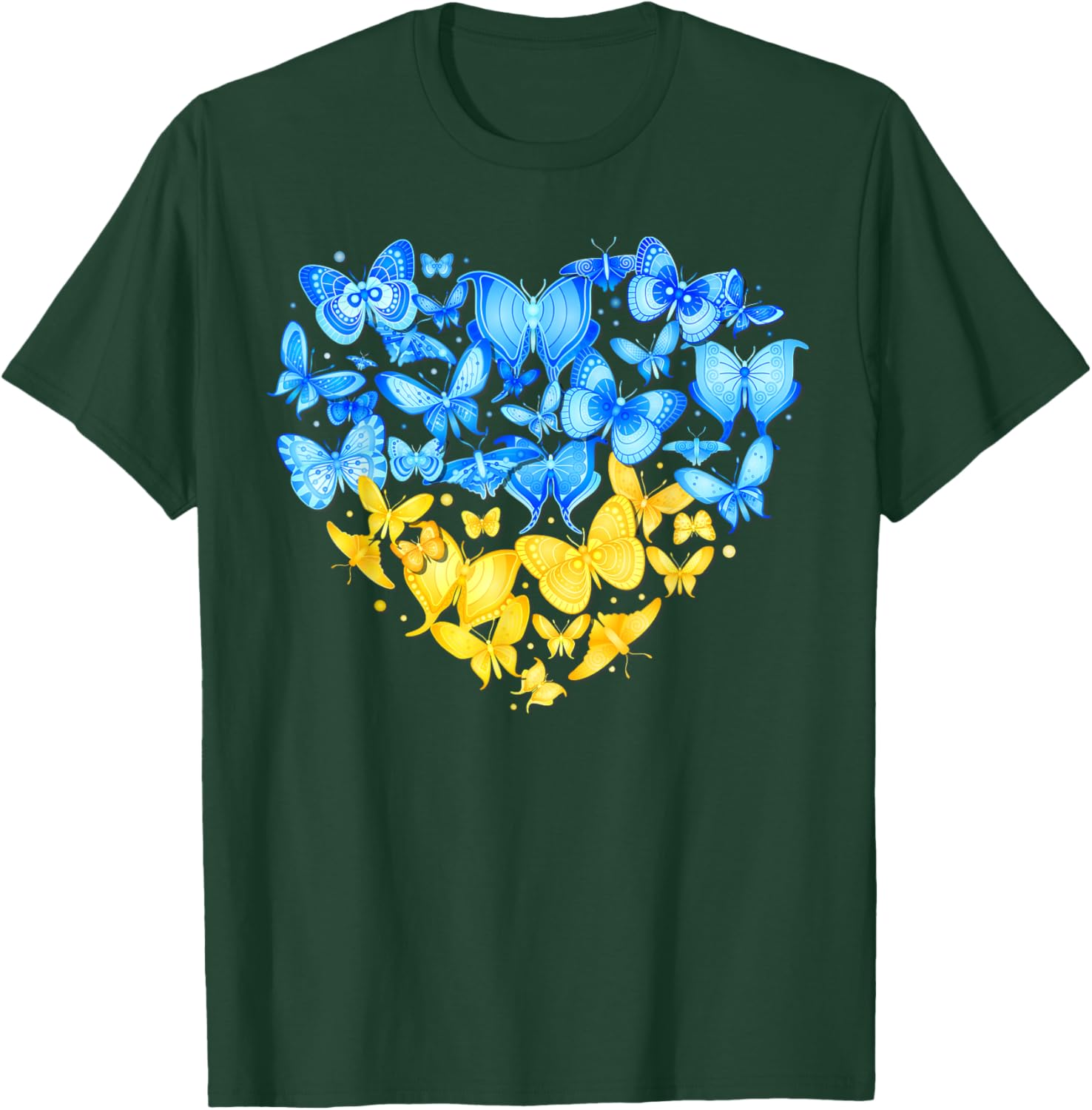 Heart Heart Ukraine Butterfly Ukraine Sunflower T-Shirt - T-Shirt | Forest