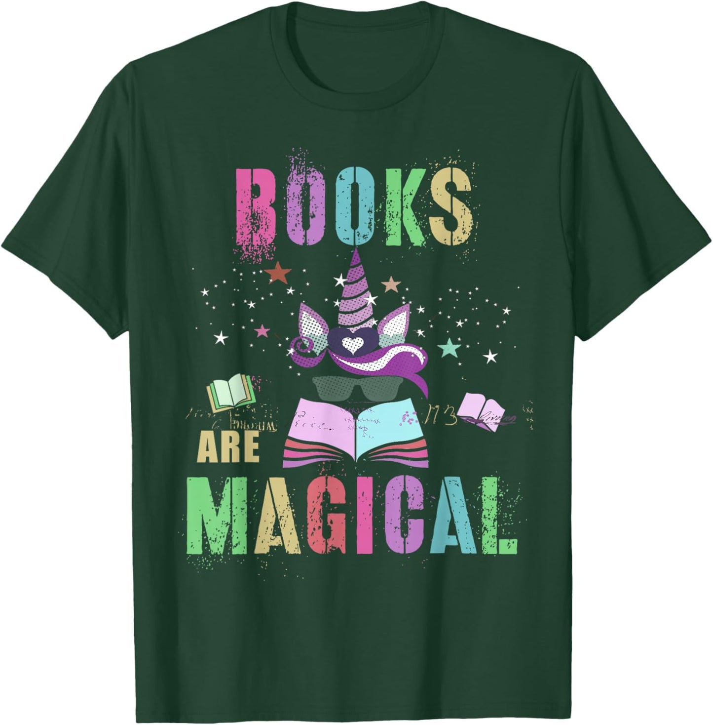 Funny BOOKS ARE MAGICAL I'm Unicorn School Library Squad Mom T-Shirt - T-Shirt | Forest