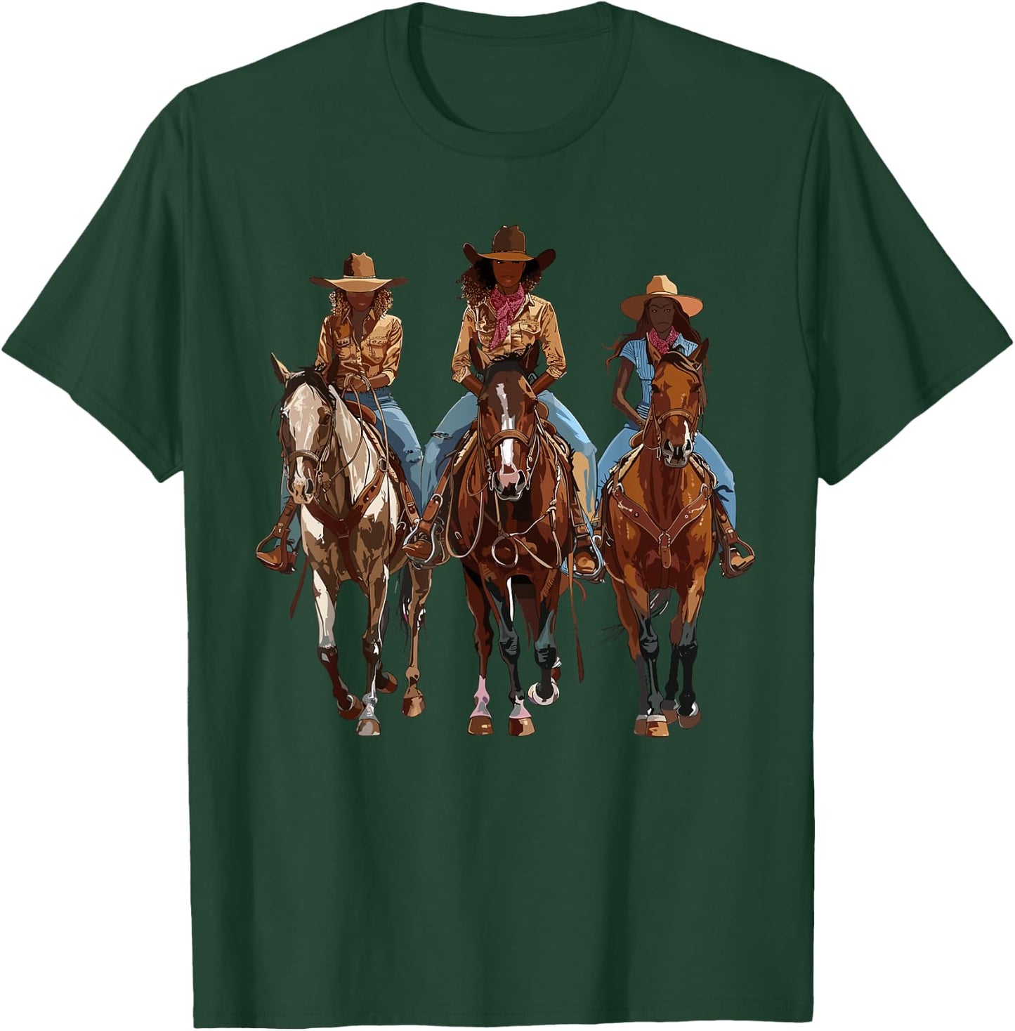Black African American Cowgirl Western Country Texas Rodeo T-Shirt - T-Shirt | Forest