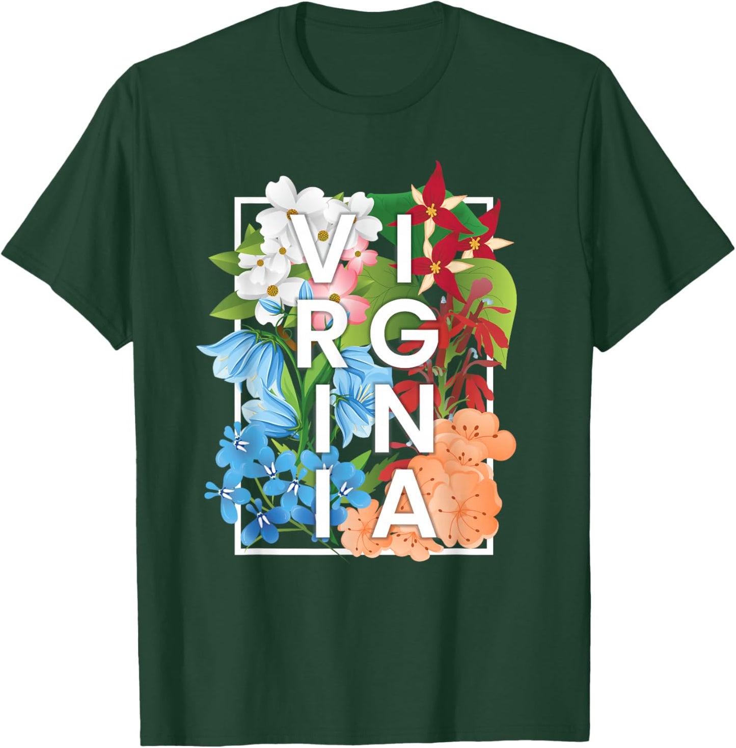 Flowers of Virginia Word Art - Virginian Pride T-Shirt - T-Shirt | Forest