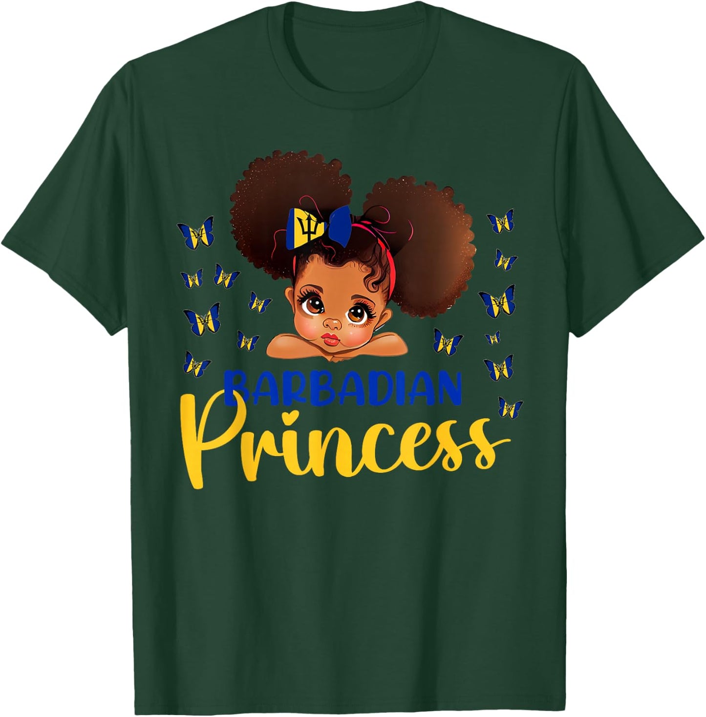 Barbadian Princess Barbados for Black Girls Kids T-Shirt - T-Shirt | Forest