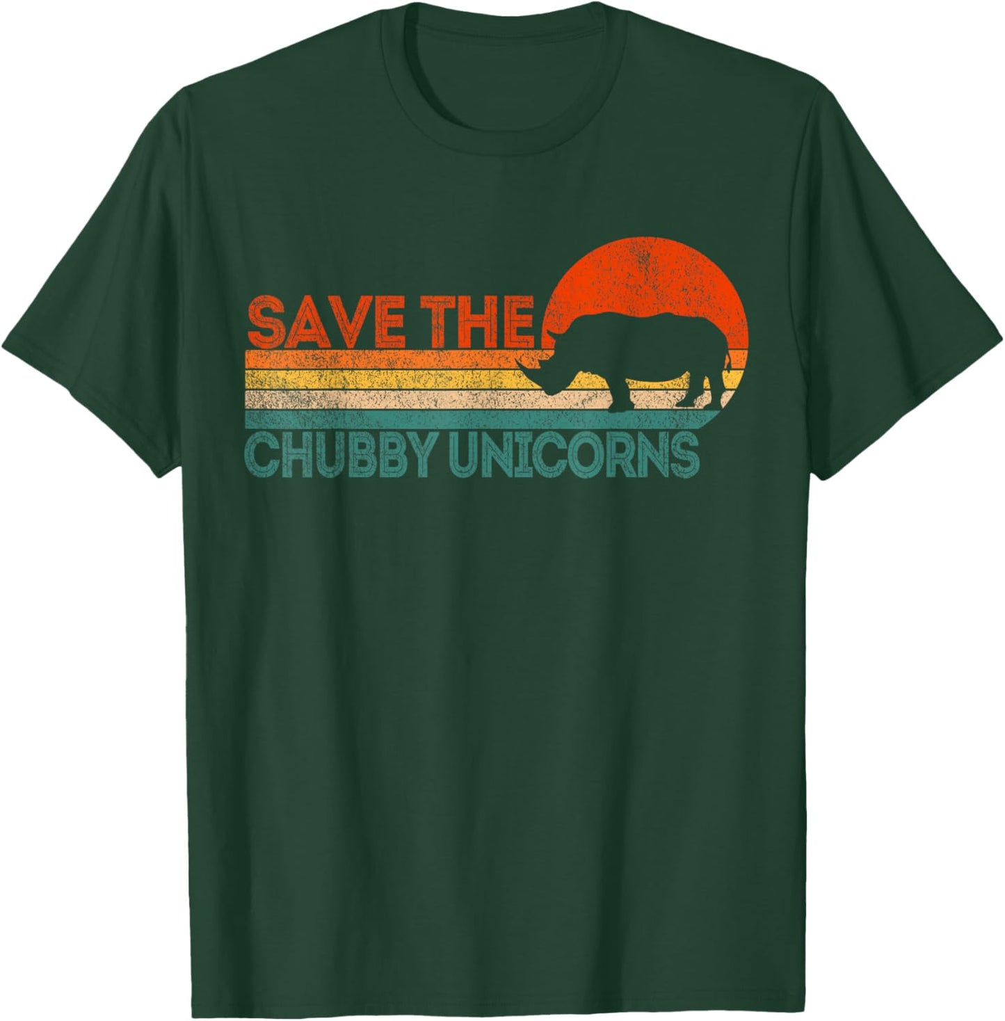Save The Chubby Unicorns Funny Rhino Chubby Unicorn Retro T-Shirt - T-Shirt | Forest