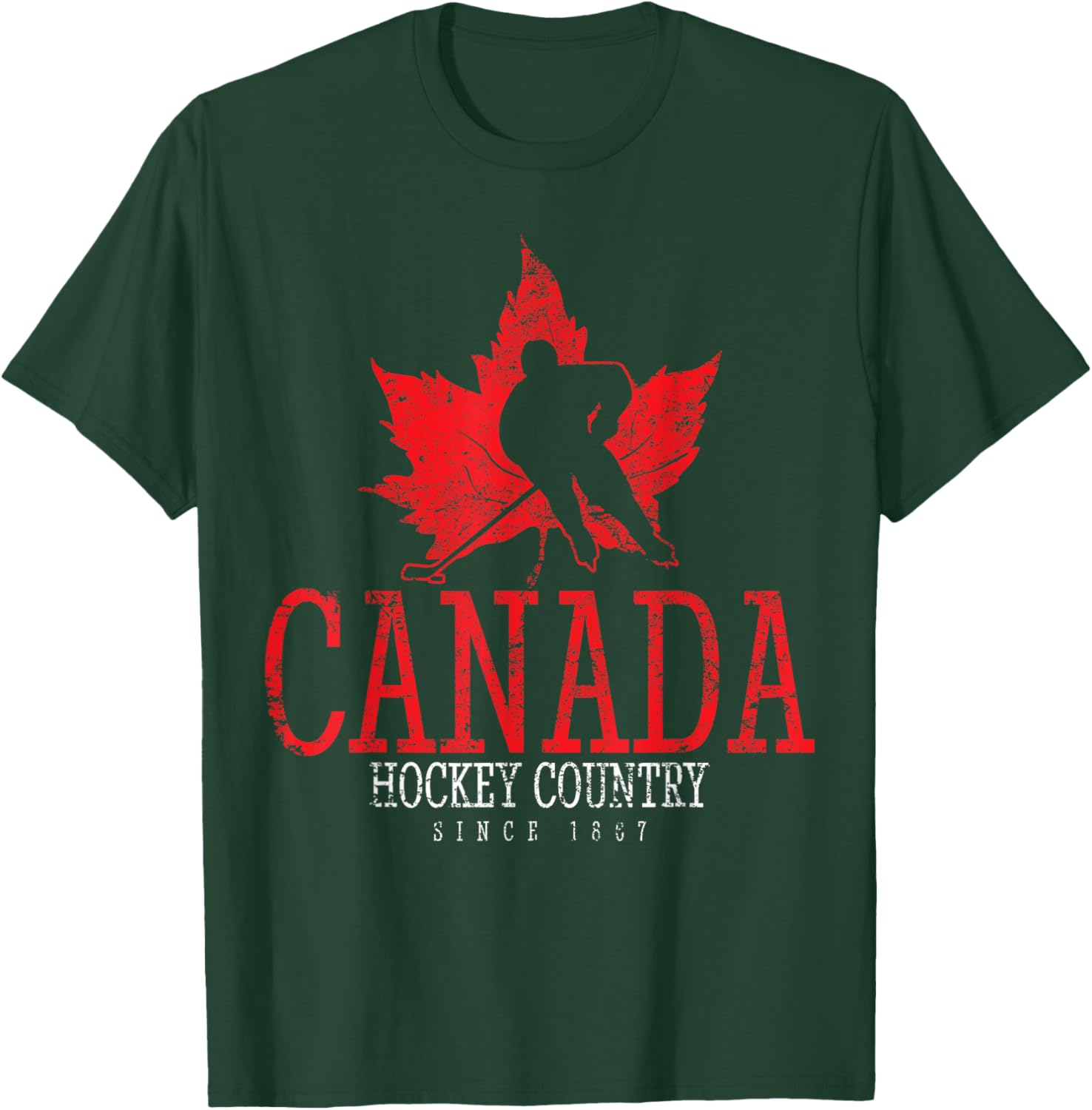 Canada Ice Hockey Sport Canadian Player Vintage T-Shirt - T-Shirt | Forest