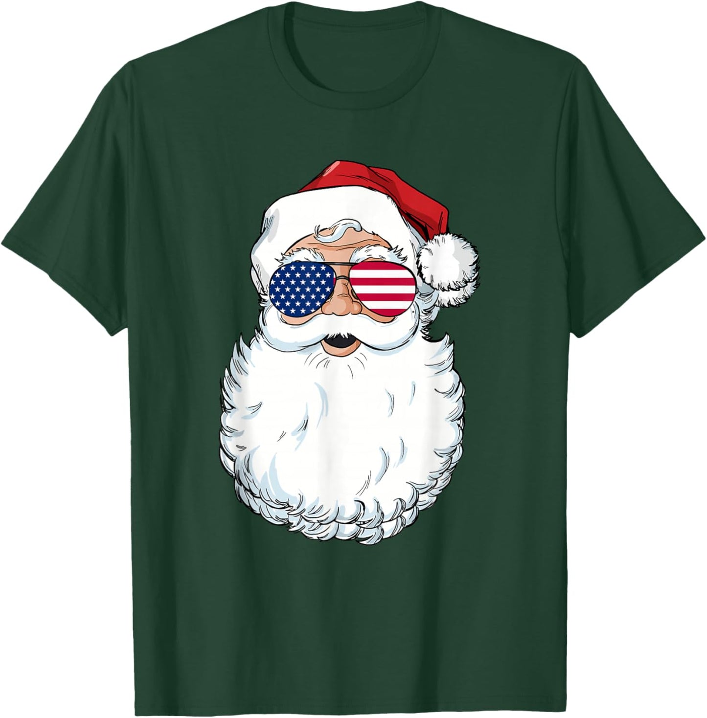 Santa Claus Patriotic USA Sunglasses Christmas in July Santa T-Shirt - T-Shirt | Forest
