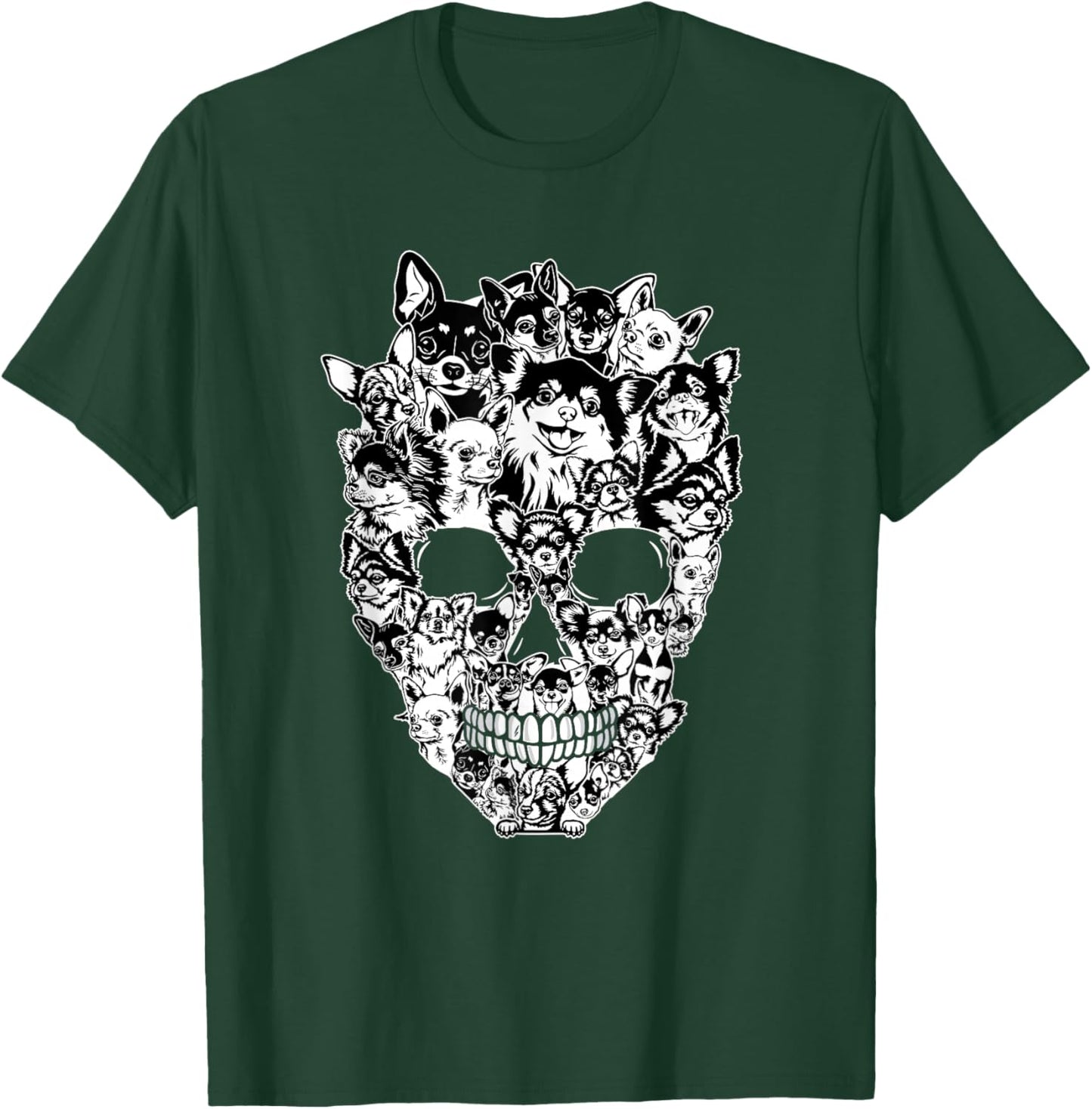 Funny Chihuahua Skull Dog Skeleton Halloween Women Kids T-Shirt - T-Shirt | Forest
