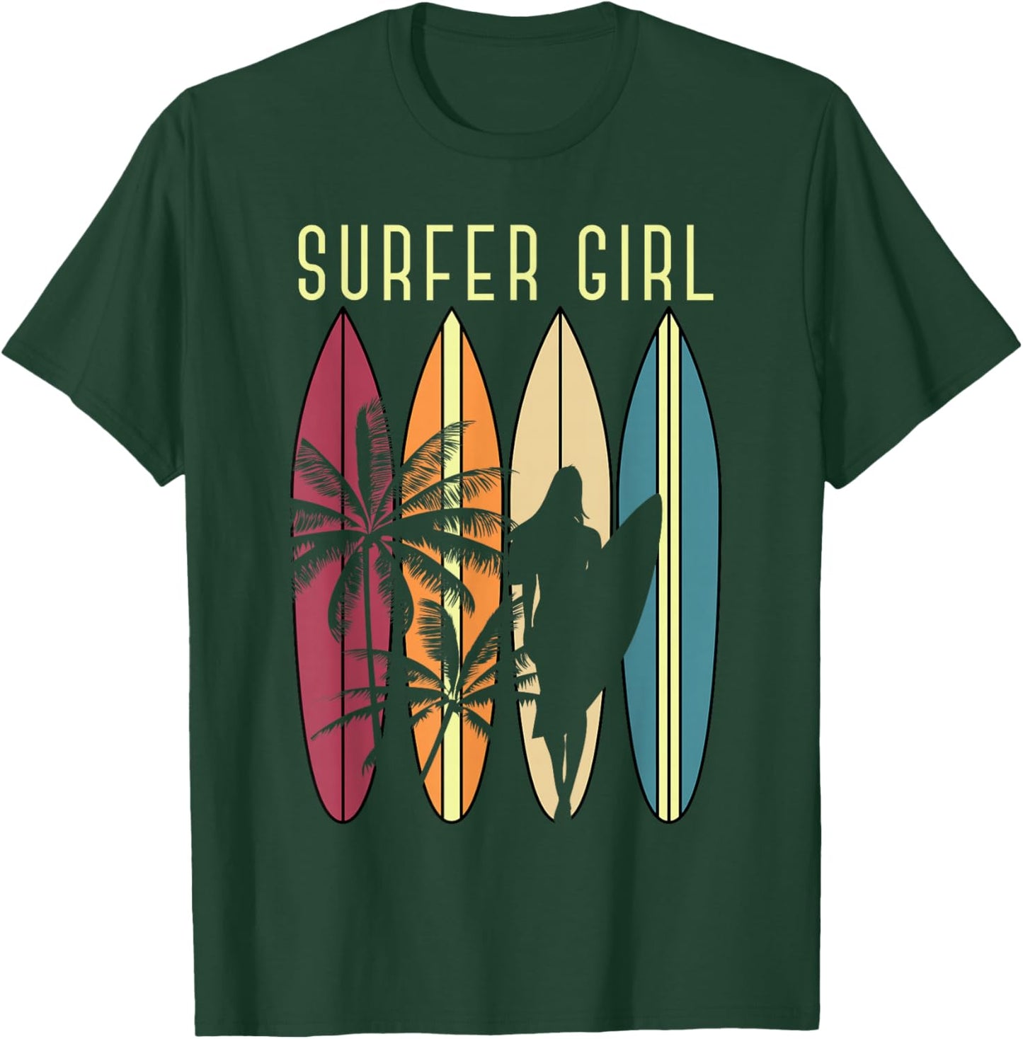 Water Sports Surfing Girls Surfboard Surfer Hobby Surfing T-Shirt - T-Shirt | Forest