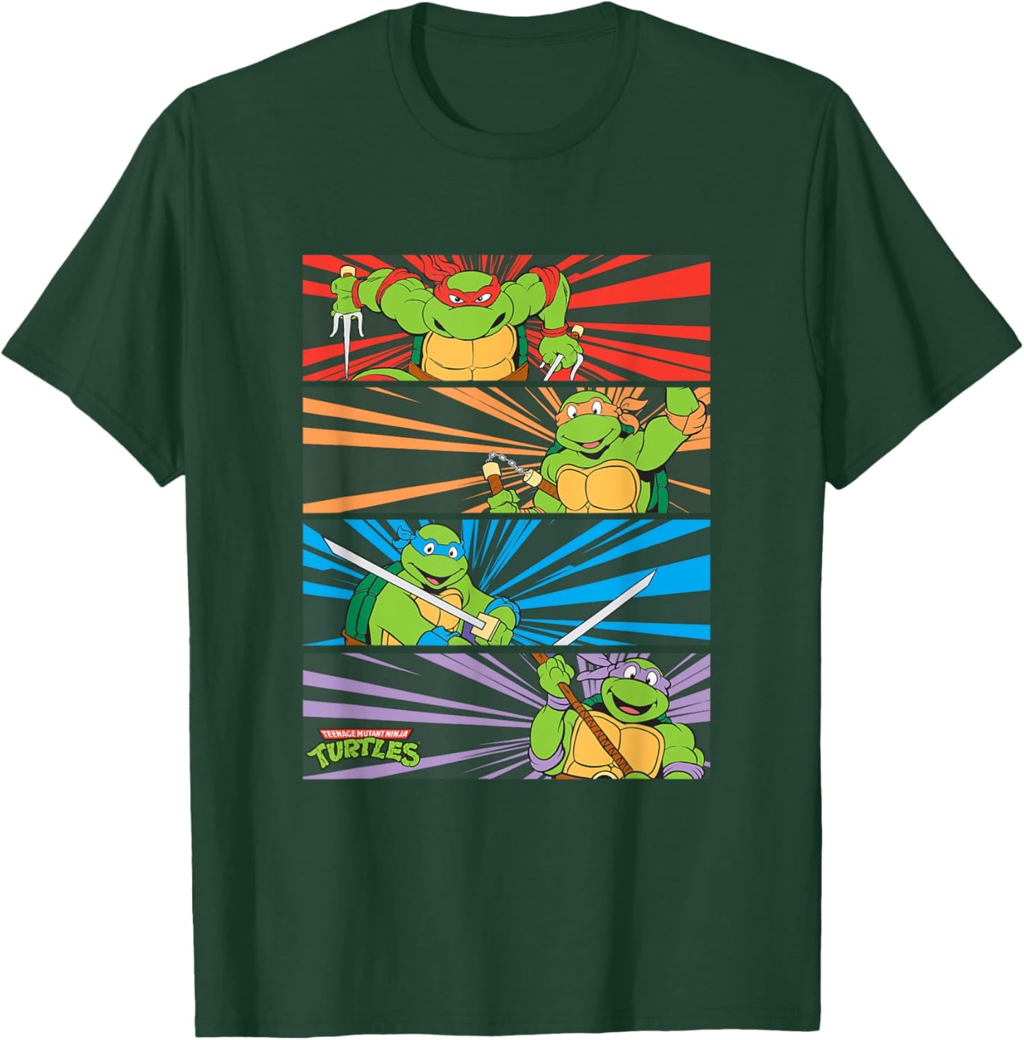 Mademark x Teenage Mutant Ninja Turtles - Raphael, Michaelangelo, Donatello and Leonardo Retro Style T-Shirt - T-Shirt | Forest