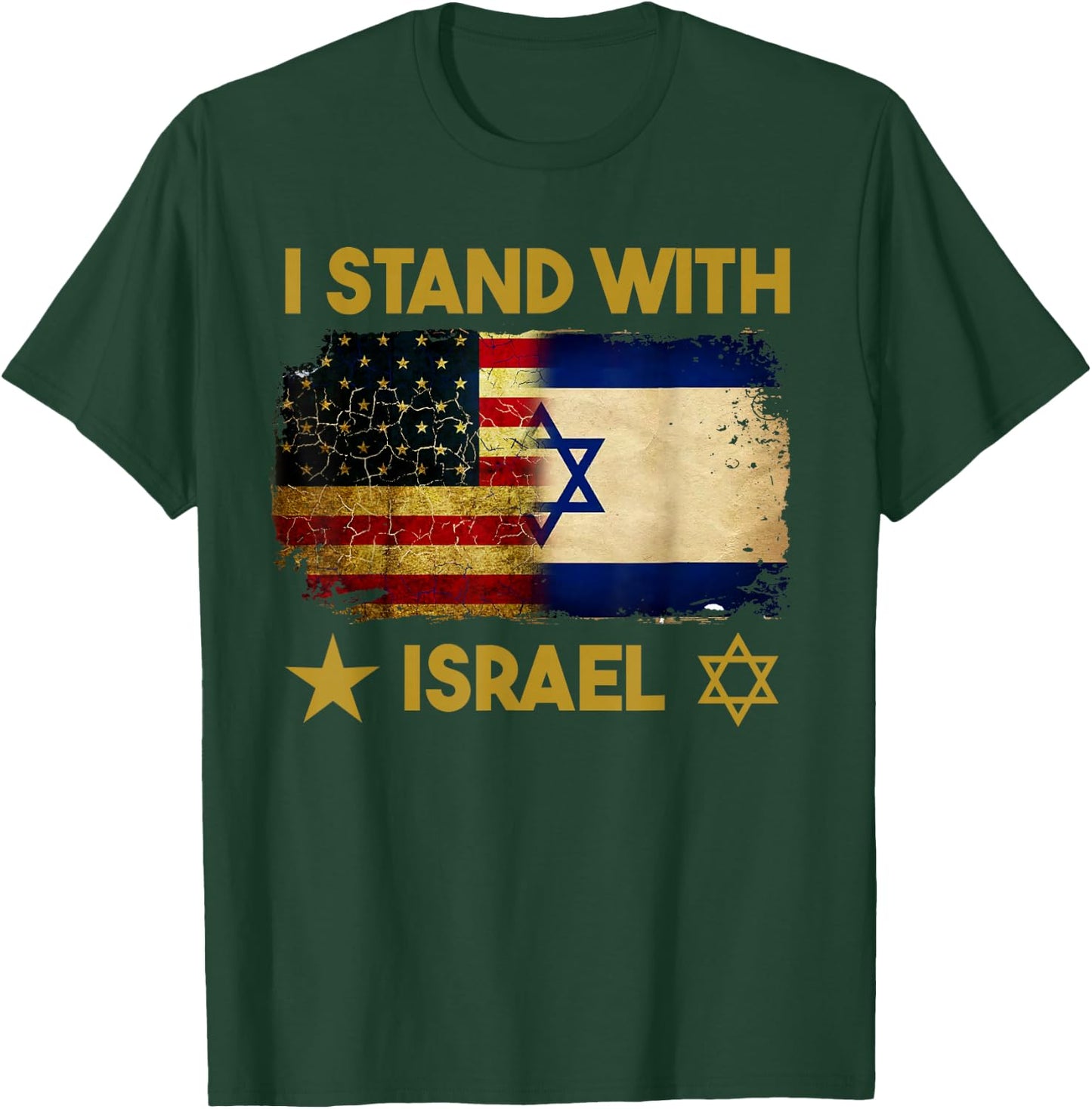 I Stand with Israel Shirt I Stand with Israel America Flag T-Shirt - T-Shirt | Forest