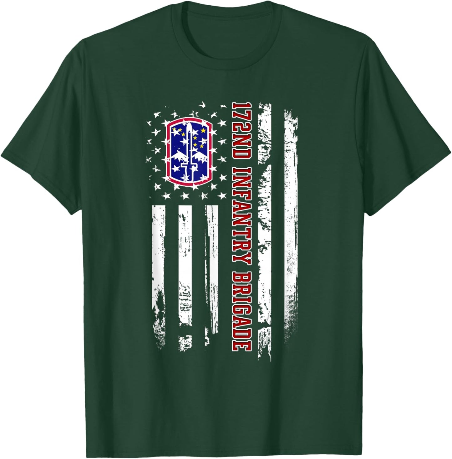 172nd Infantry Brigade Veteran USA Flag Veterans Day Xmas T-Shirt - T-Shirt | Forest