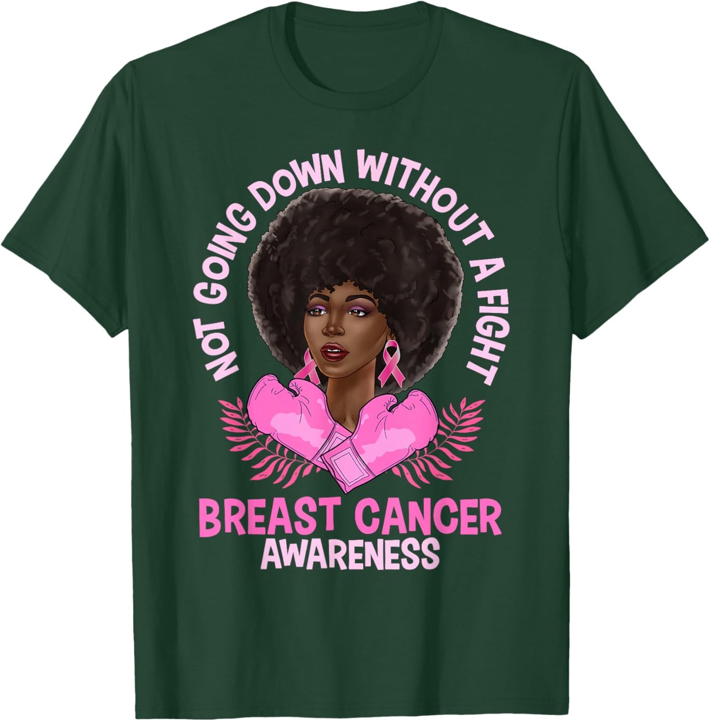 Breast Cancer Awareness Pink African American Afro Women T-Shirt - T-Shirt | Forest