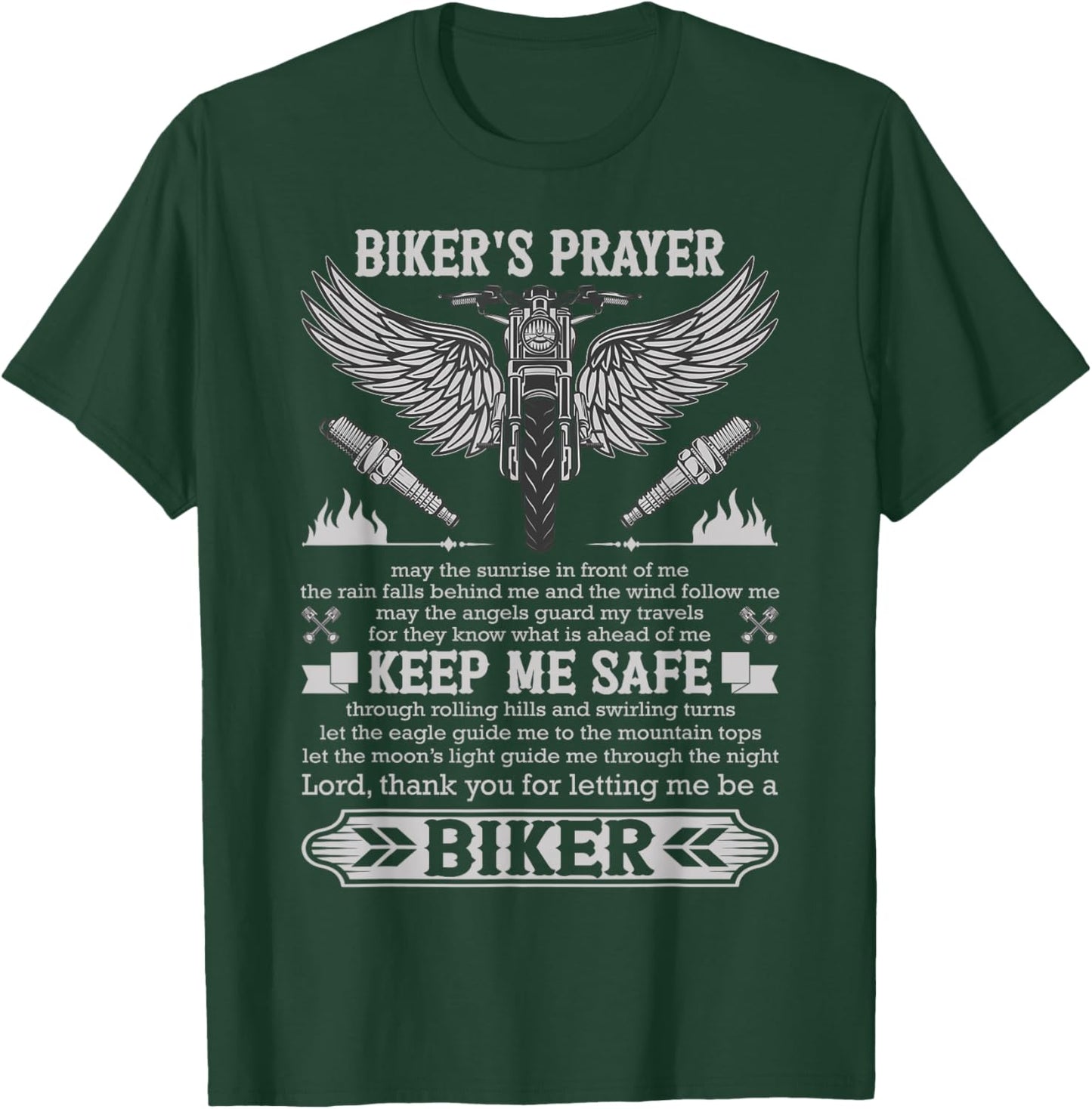Bikers Prayer Shirt Biker Stuff Motorcycle Rider Vintage T-Shirt - T-Shirt | Forest