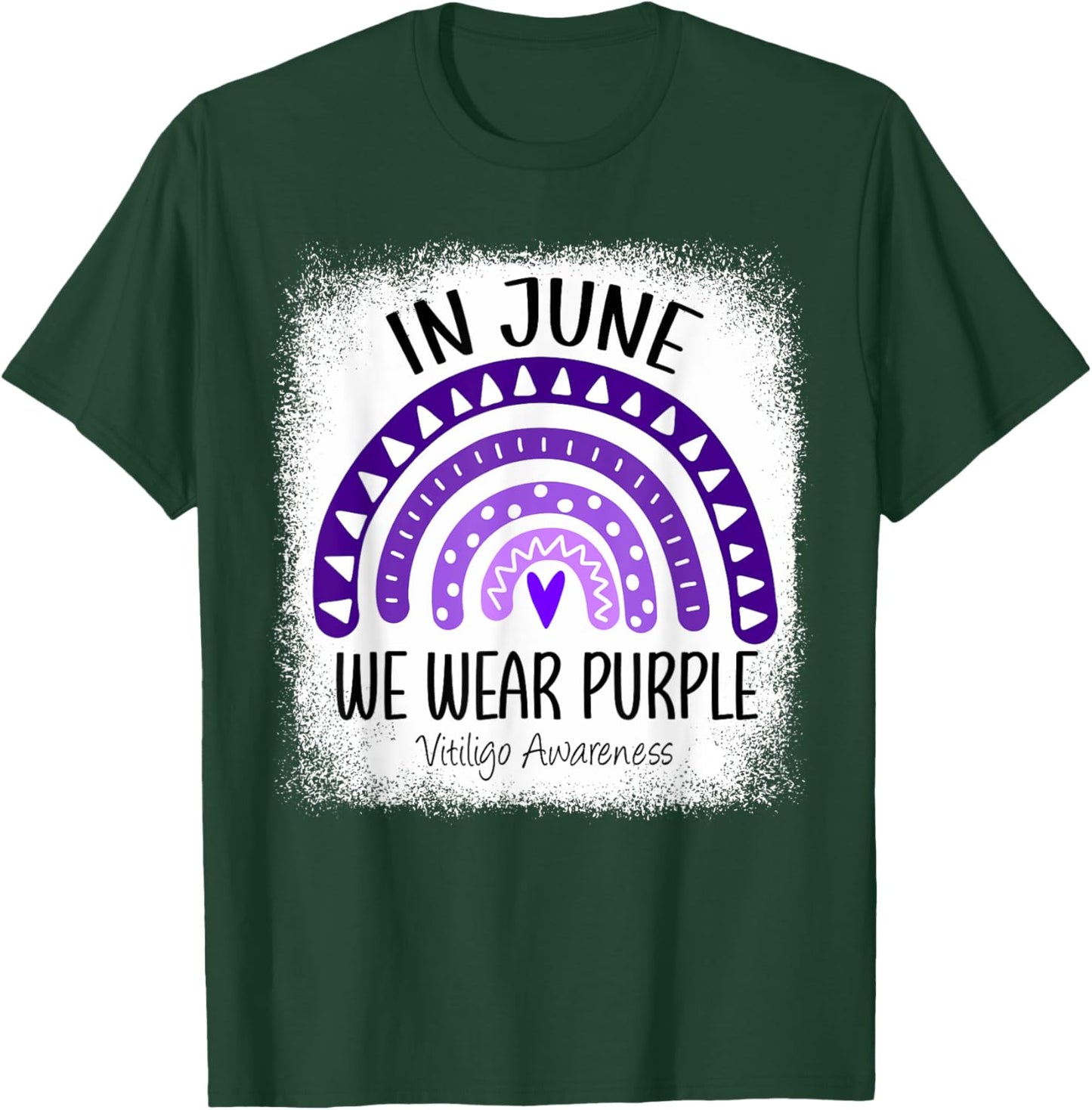 Rainbow In June We Wear Purple Vitiligo Awareness Ribbon T-Shirt - T-Shirt | Forest