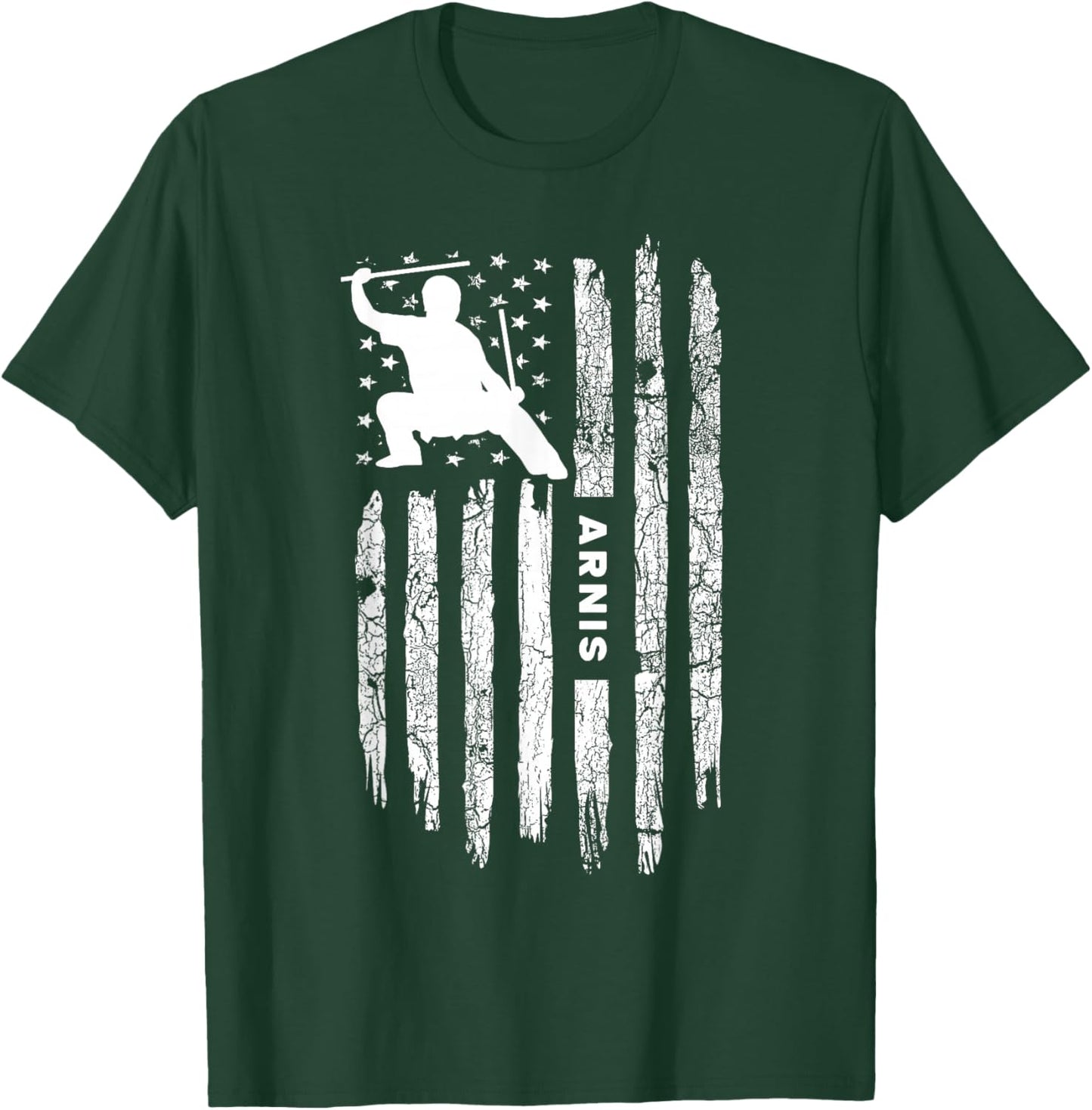 American Flag Arnis Clothing - Kali Eskrima Escrima Arnis T-Shirt - T-Shirt | Forest