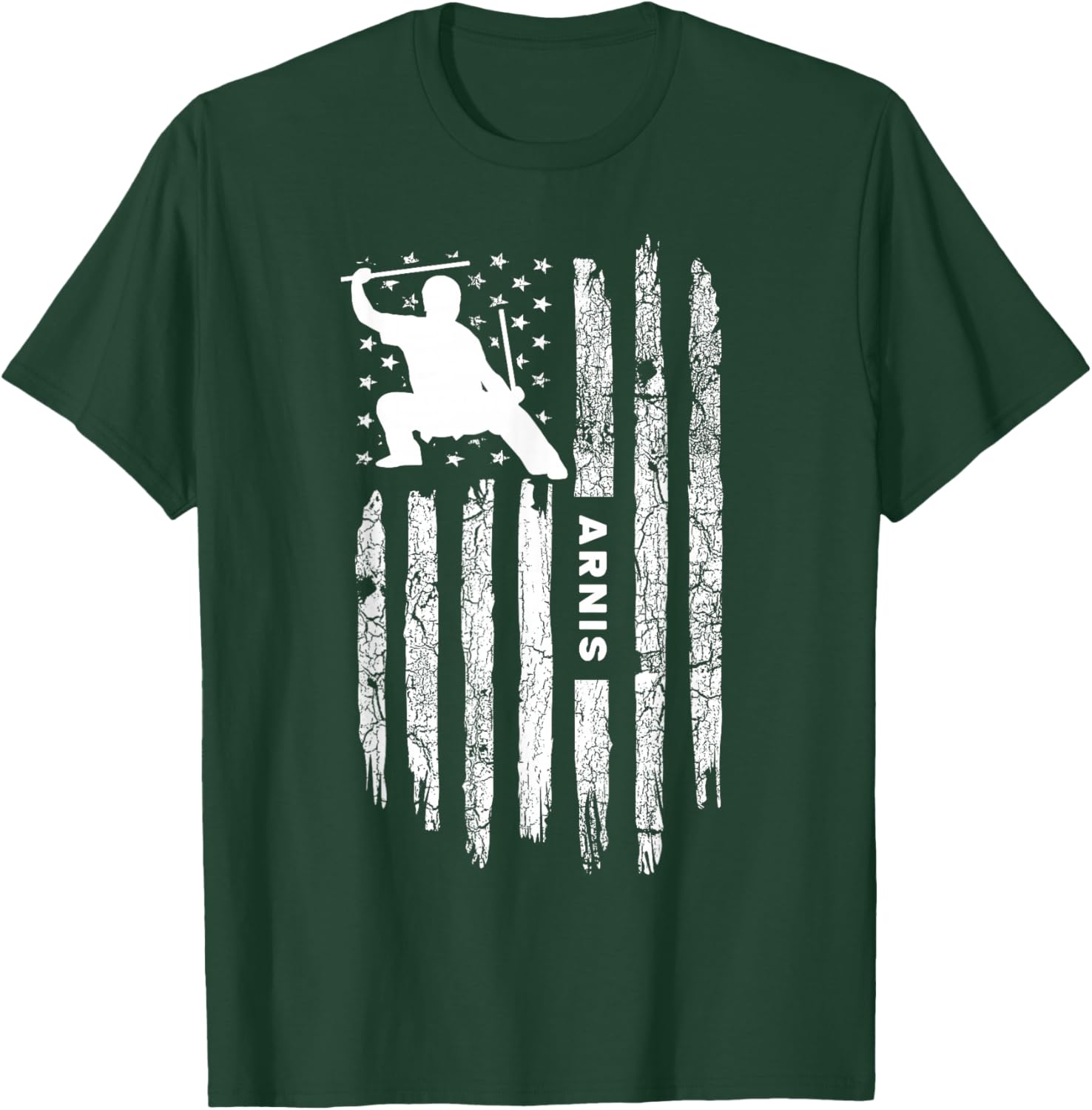 American Flag Arnis Clothing - Kali Eskrima Escrima Arnis T-Shirt - T-Shirt | Forest