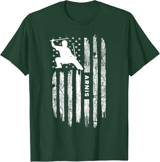 American Flag Arnis Clothing - Kali Eskrima Escrima Arnis T-Shirt - T-Shirt | Forest