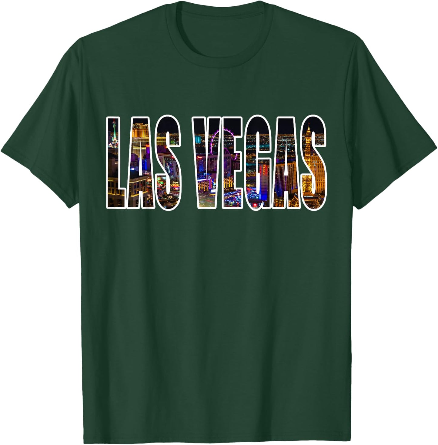 Las Vegas Nevada Urban Skyline Photography Font T-Shirt - T-Shirt | Forest